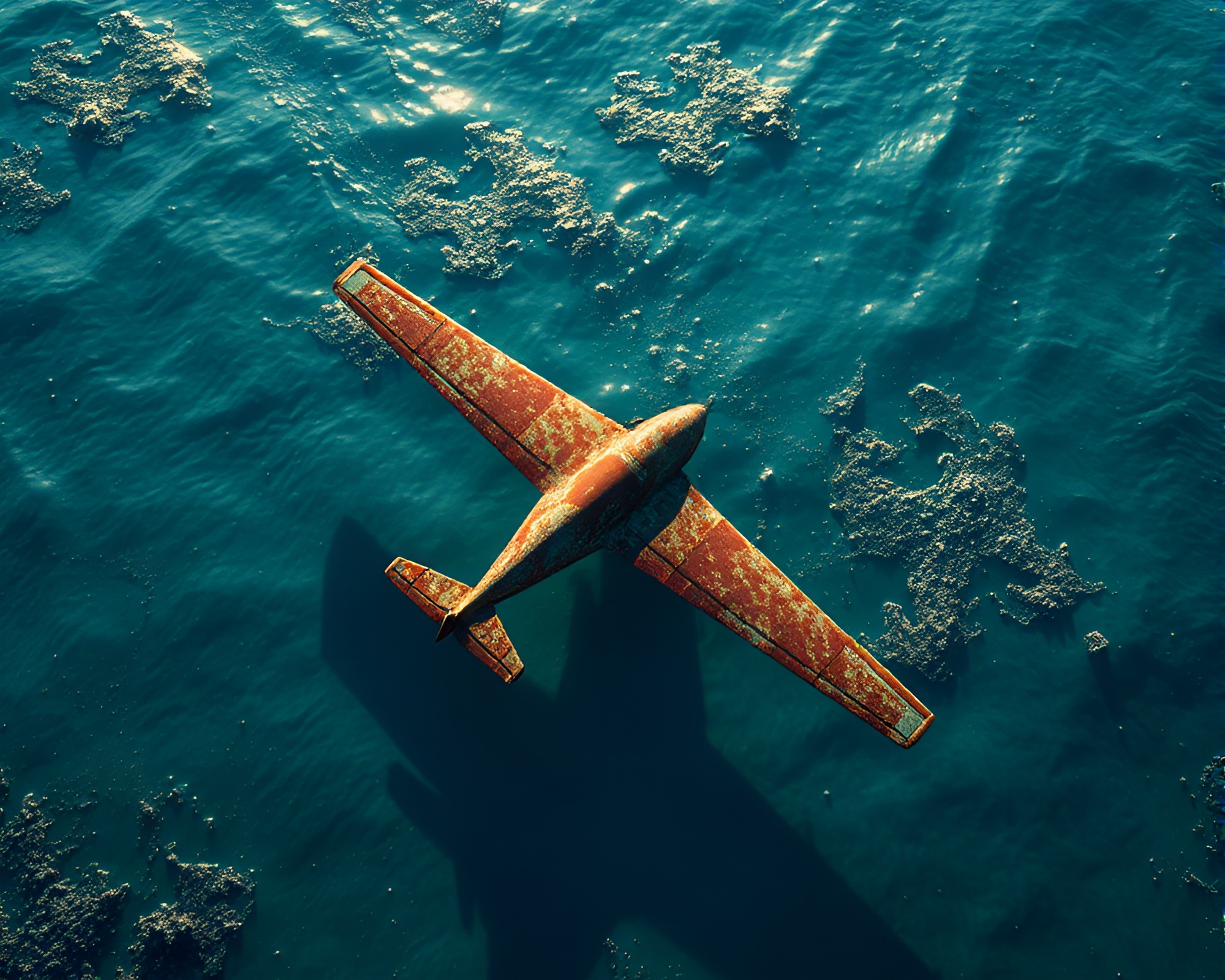 Rust Flake Sea Plane Glitch Art Composition – free AI stock image