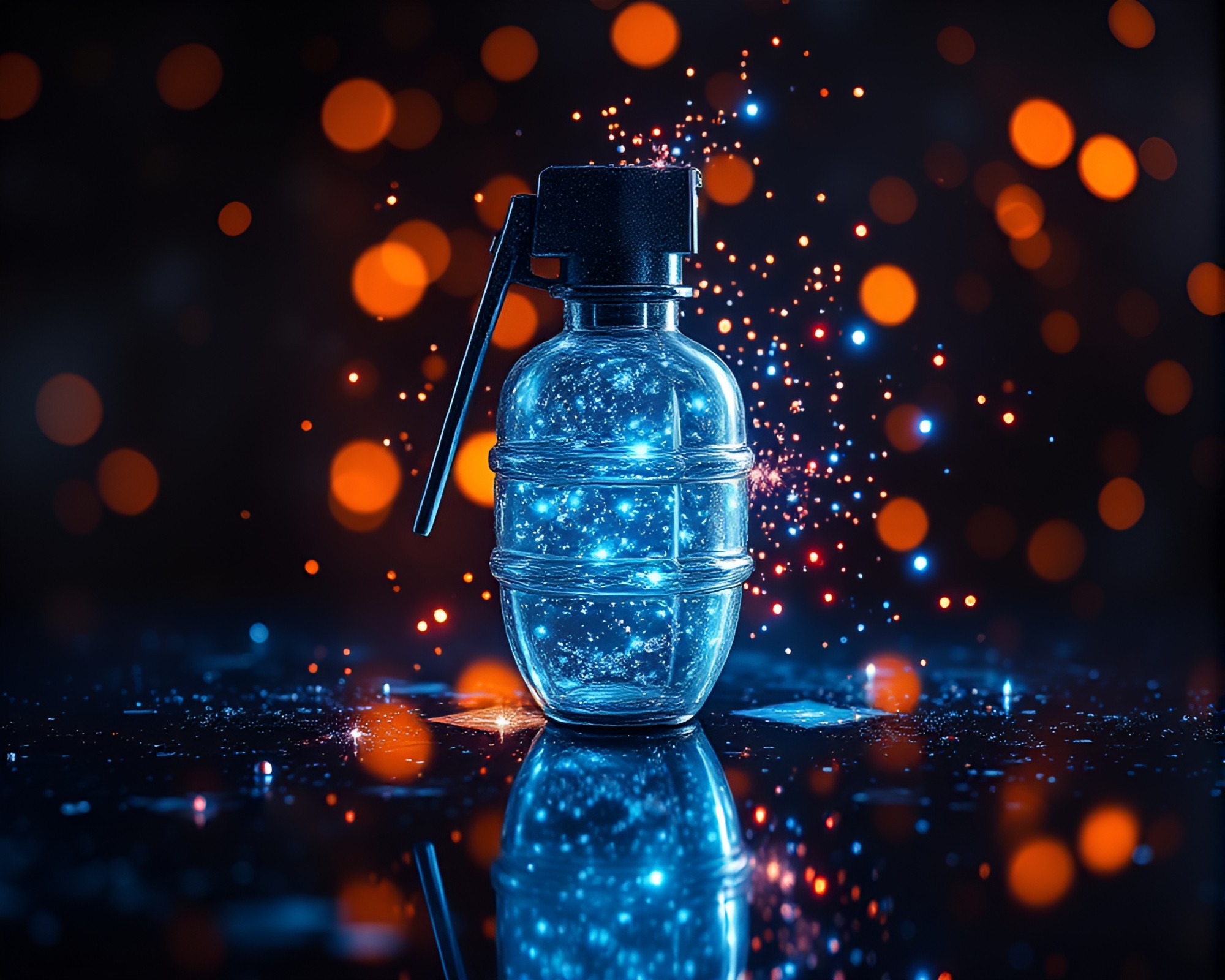 Phosphorescent Antimatter Grenade Reflections in Pointillism Style – free AI stock image