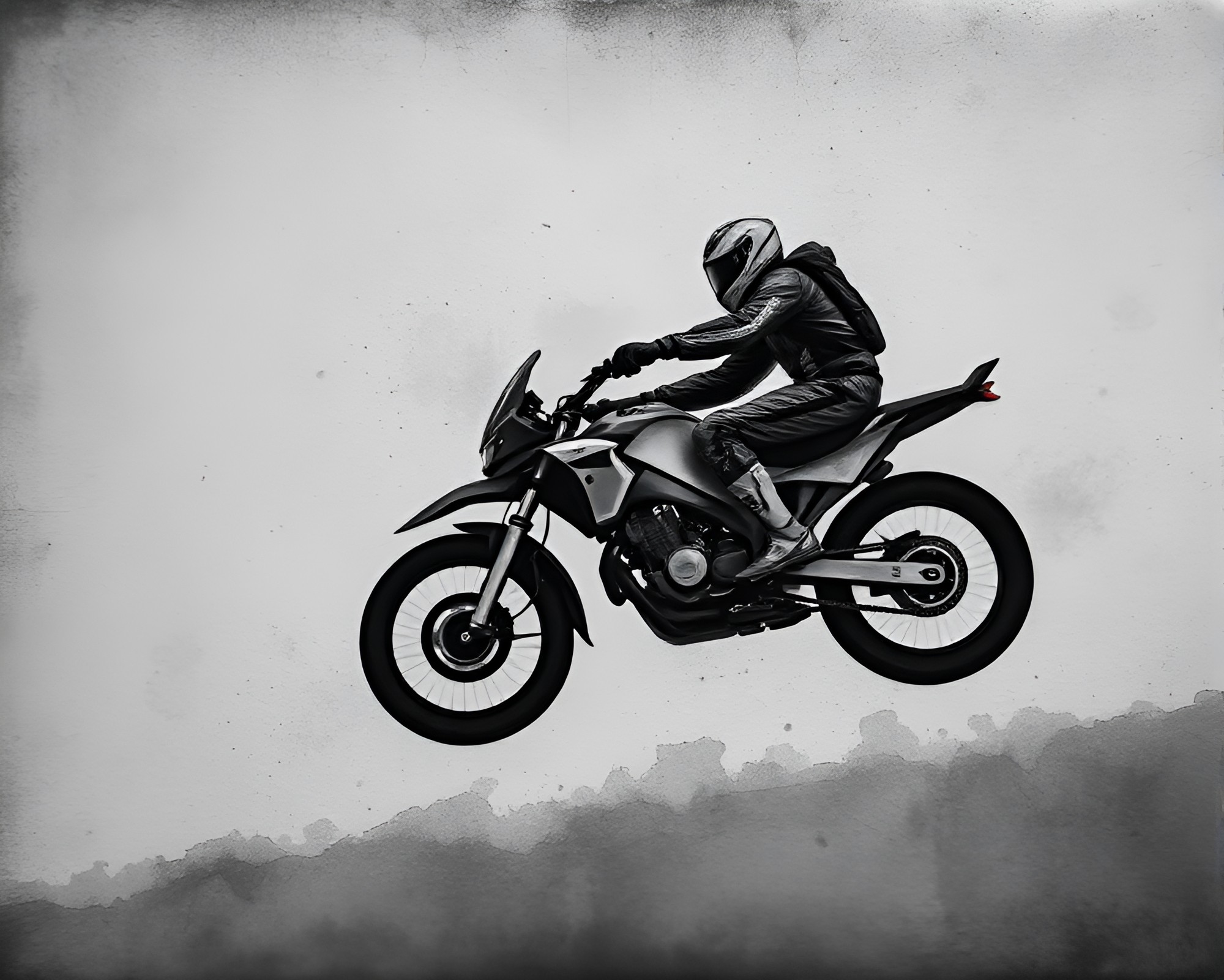 Cyberpunk Hoverbike Ink Wash Art – free AI stock image