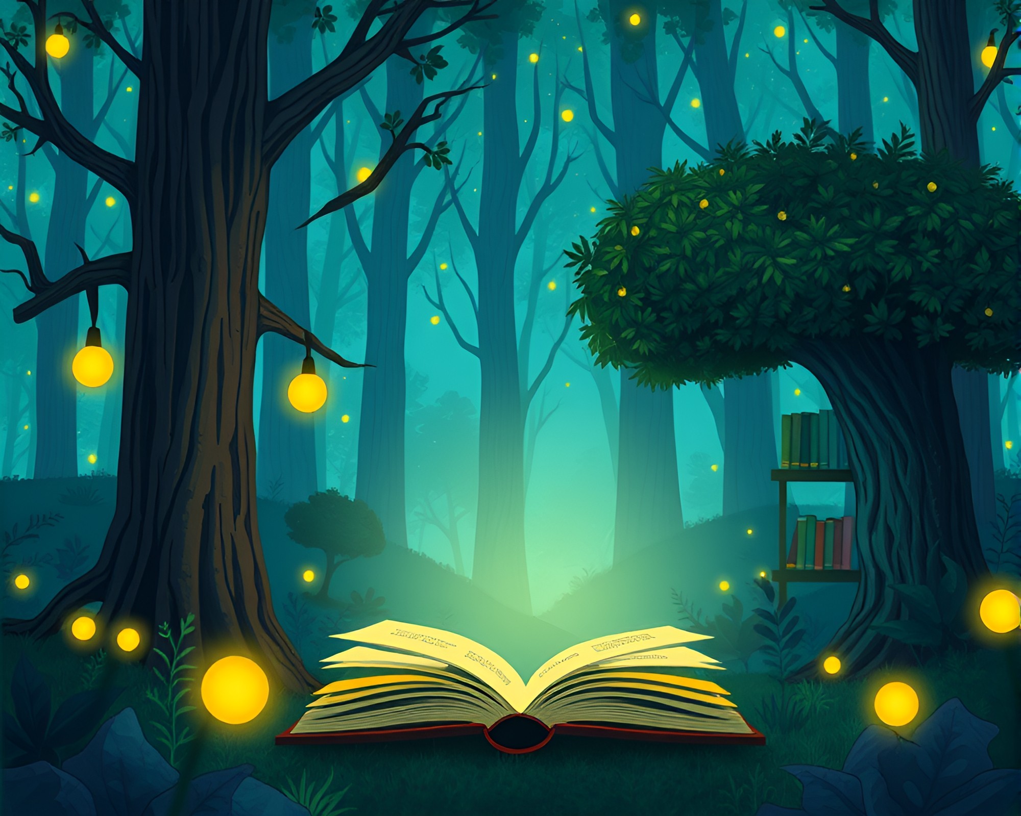 Enchanted Bioluminescent Forest – free AI stock image