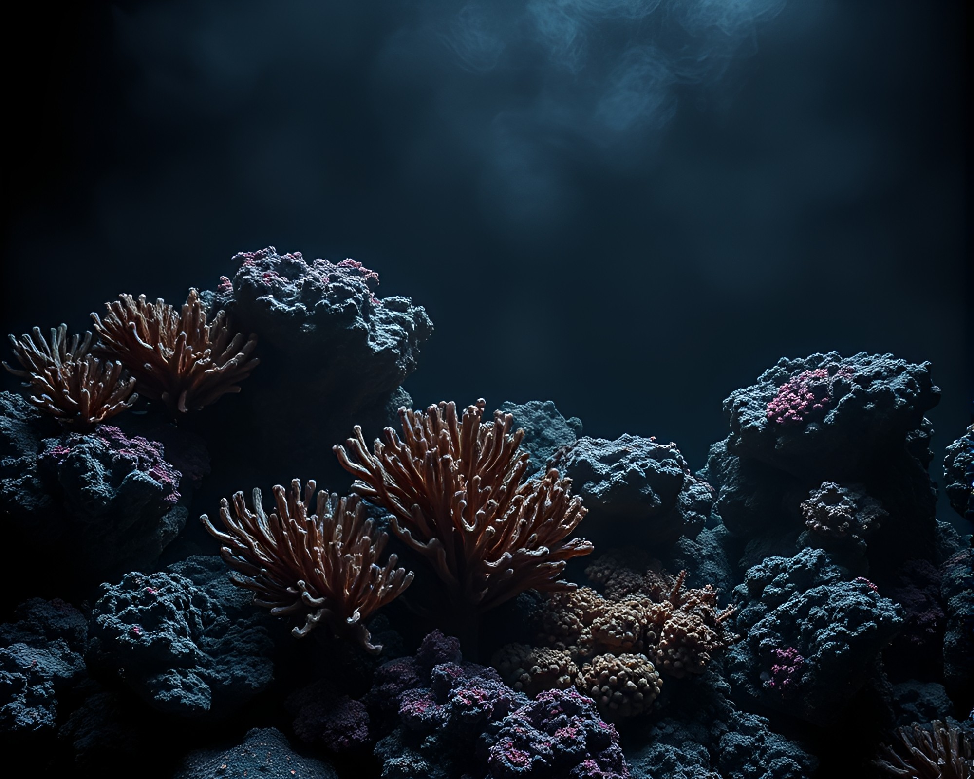 Underwater Coral Reef Charcoal Art 3D Scan – free AI stock image