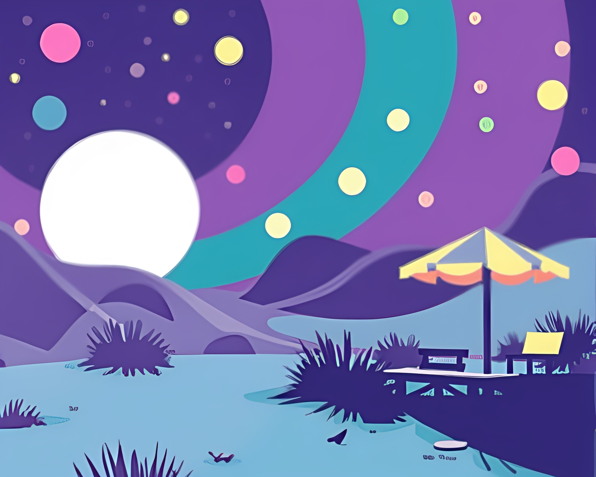 Oasis of Dotted Toon Delight – free AI stock image