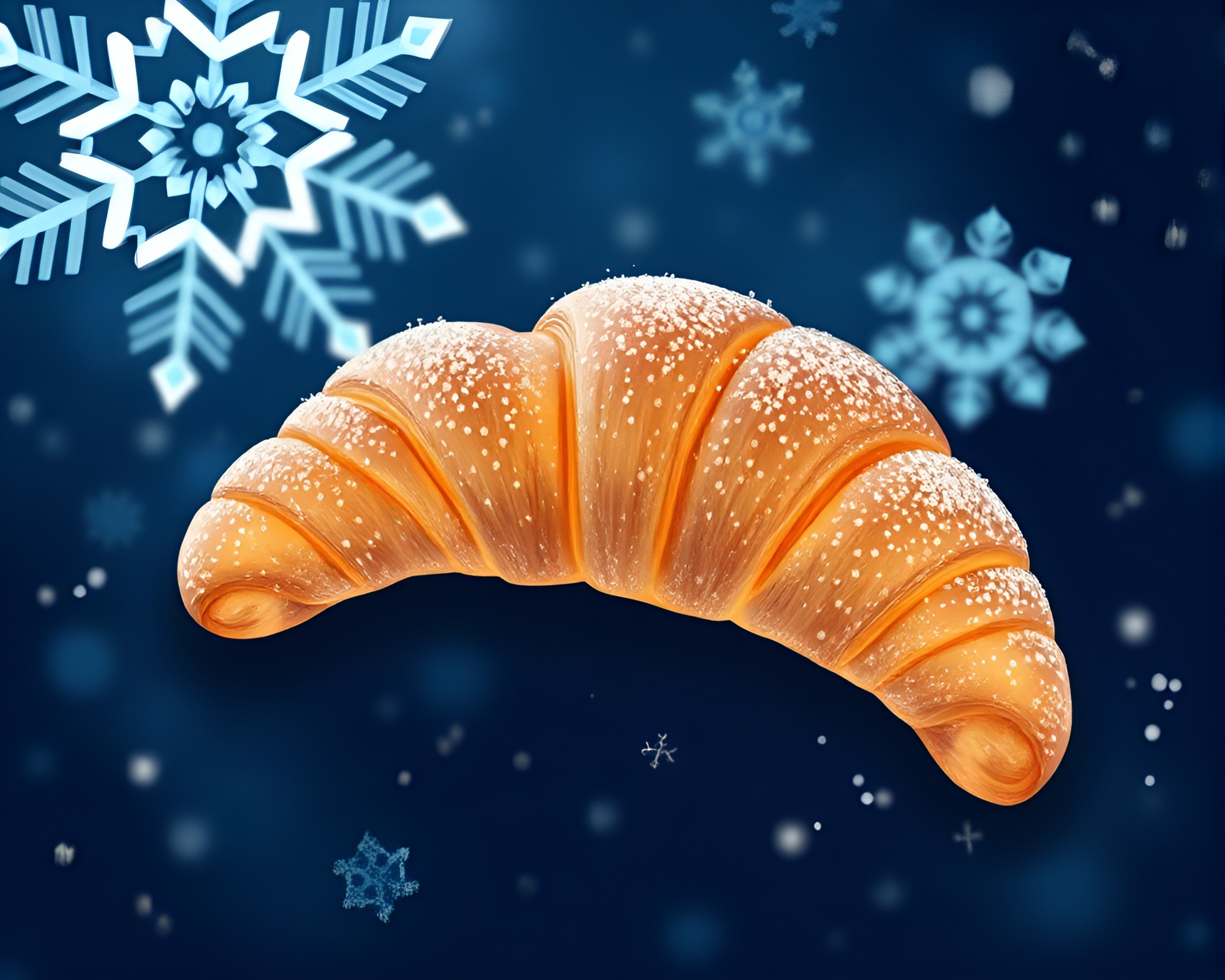 Snowflake Croissant Amidst CRT Flicker – free AI stock image