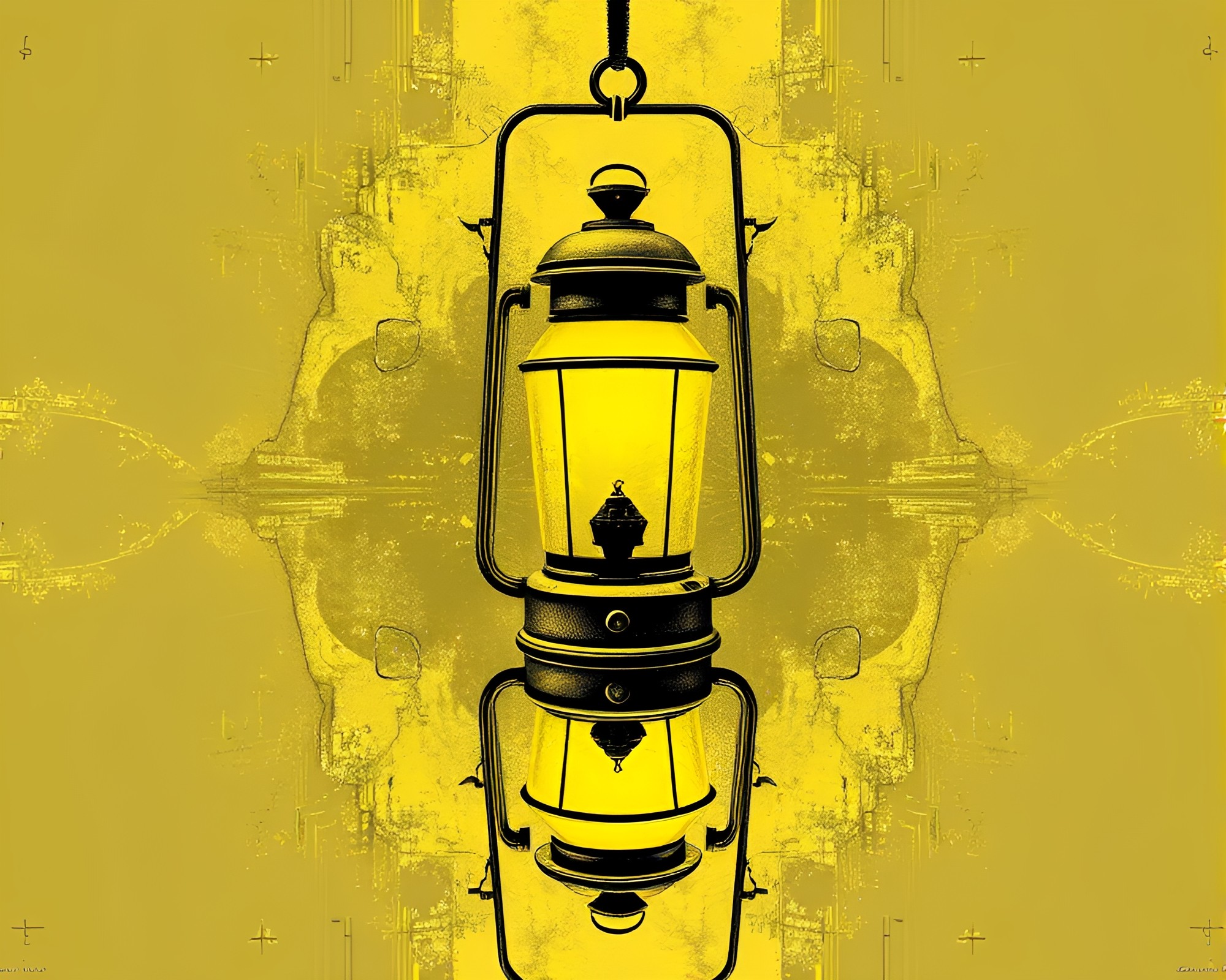 Cyberpunk Oil Lantern Reflections – free AI stock image