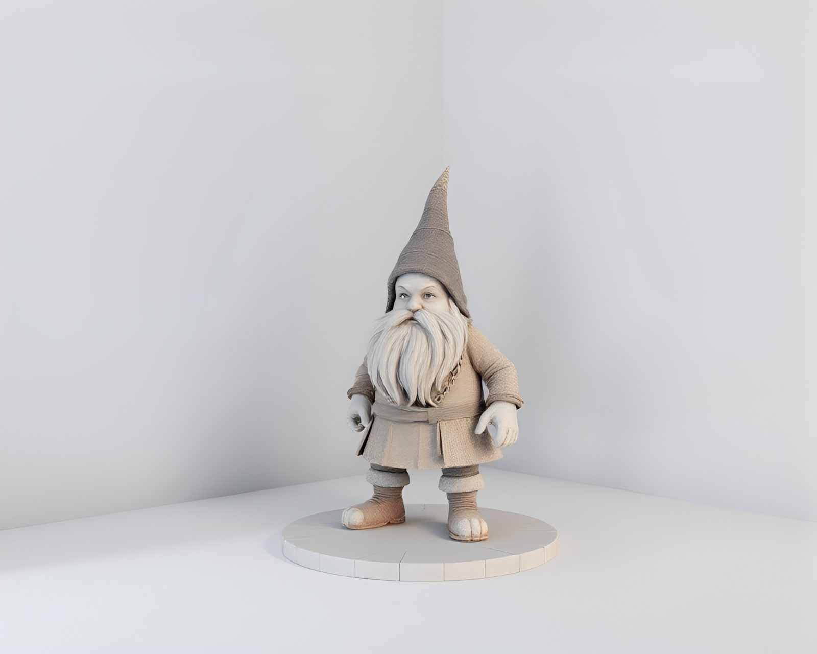 Digital wireframe render of a dwarf in tilted attic shadow