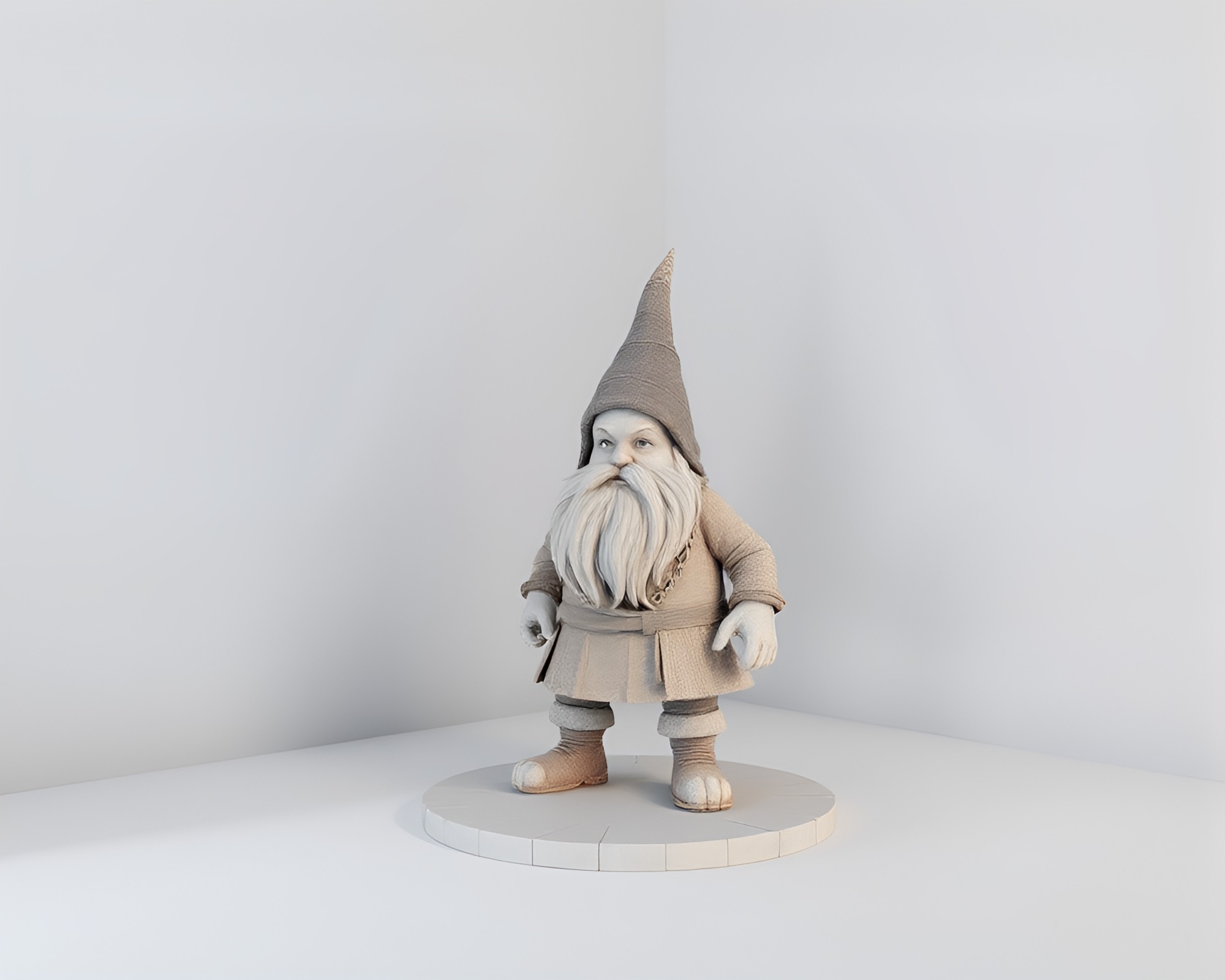 Dwarf in Tilted Wireframe Attic Shadows – free AI stock image