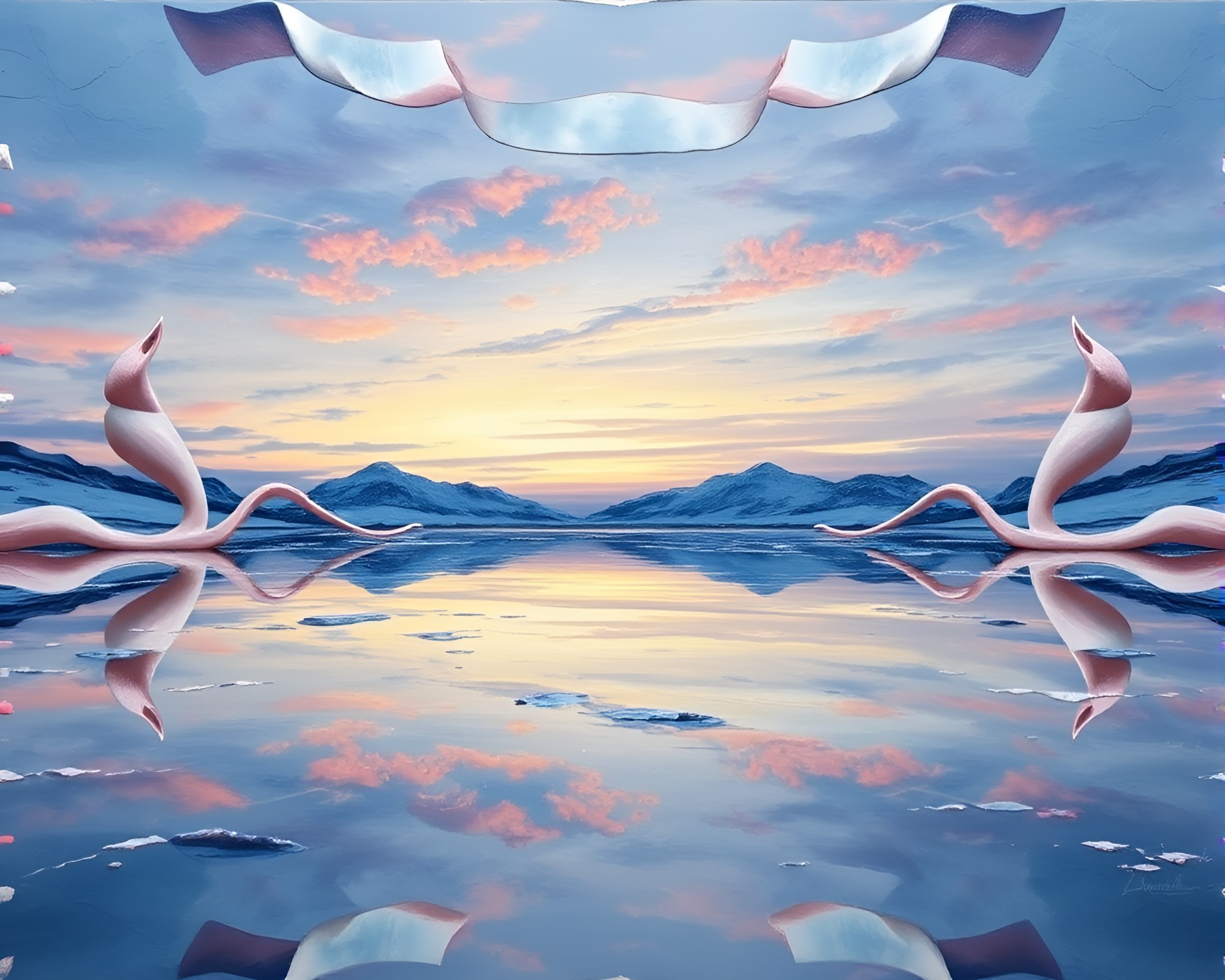 Ethereal Satin Symmetry in Encaustic Twilight – free AI stock image