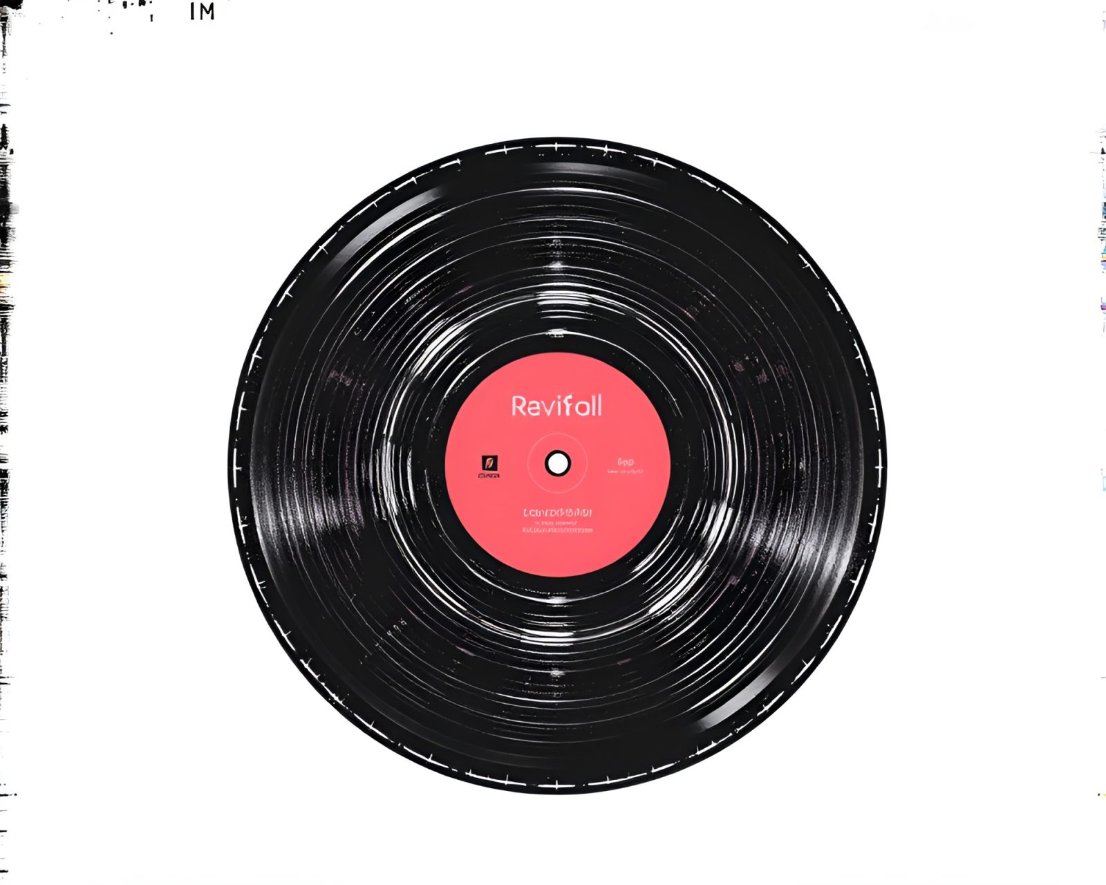 Abstract image of a vinyl record in halftone style with vibrant cross-processed colors