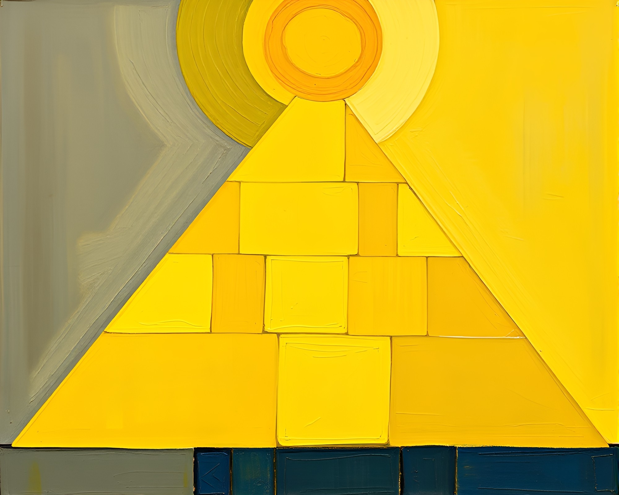 Cubist Pyramid in Lemon Yellow Zing Light – free AI stock image