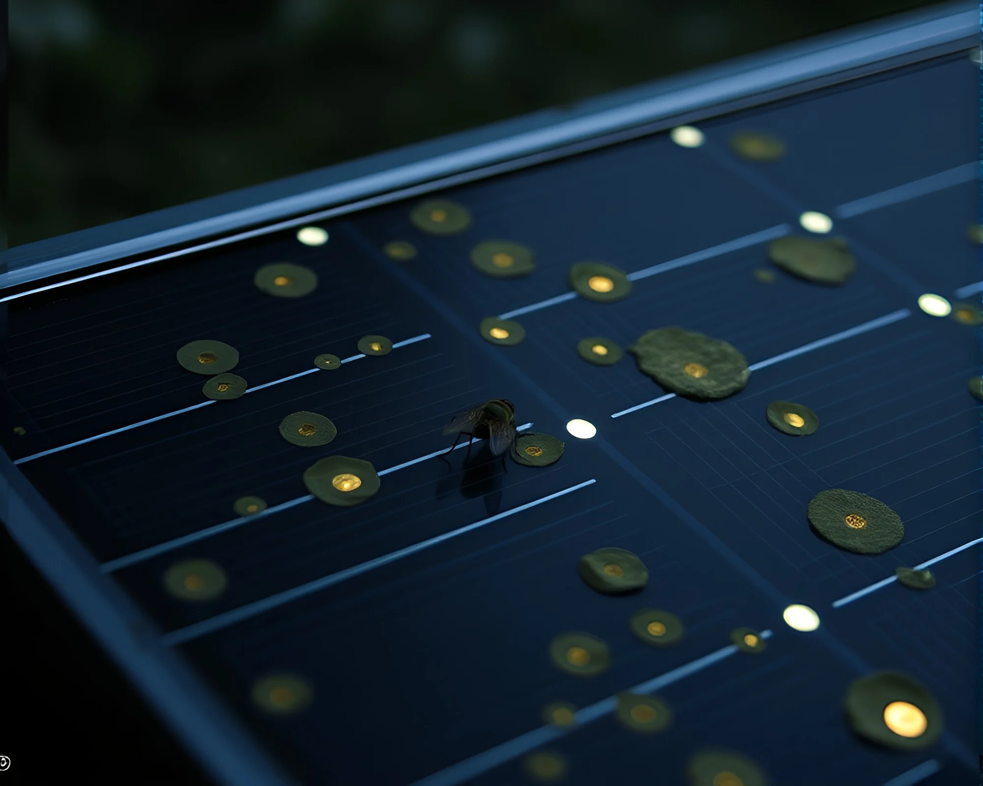 Solar Panel Array with Firefly Luminescence and Calligraphy Style