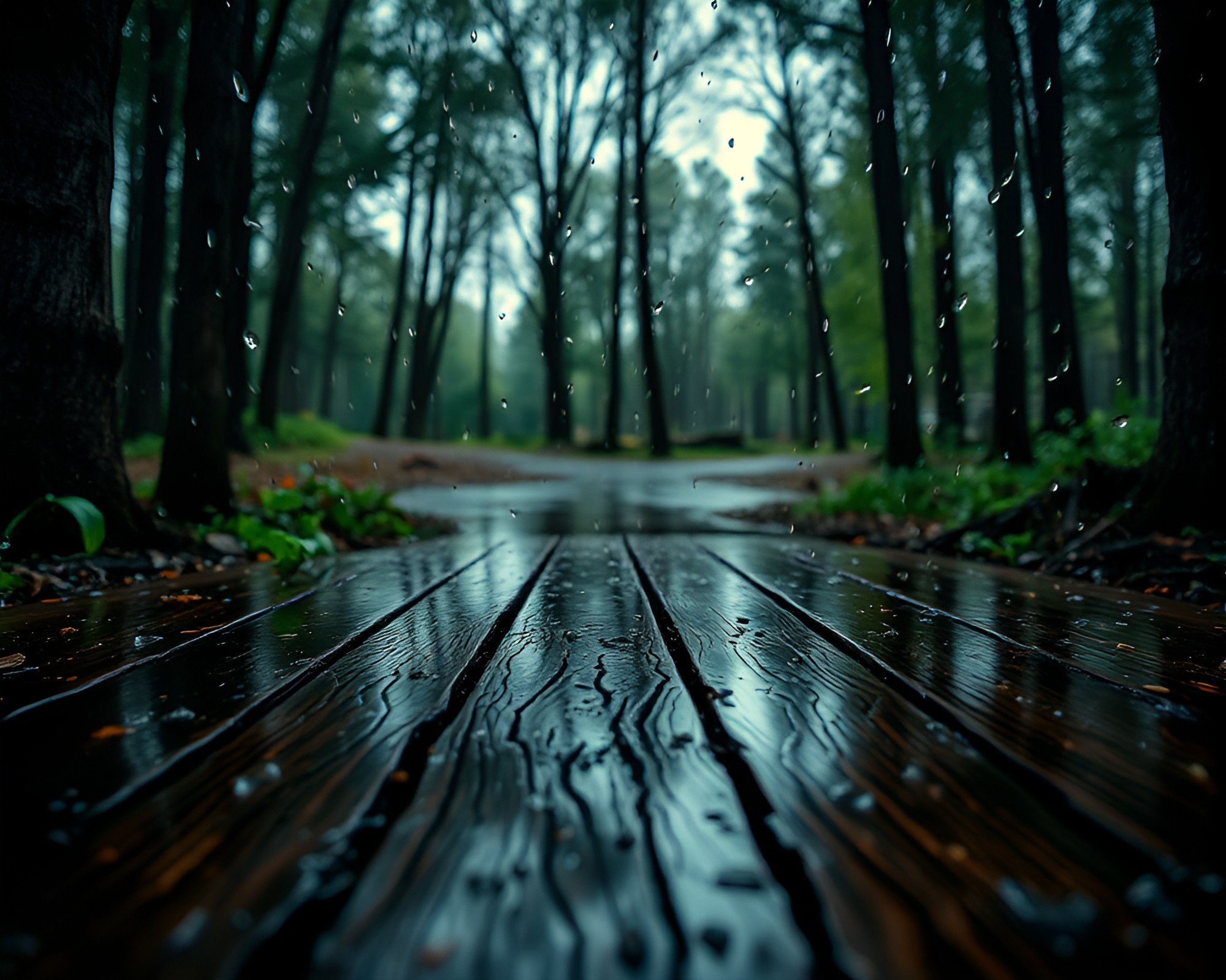 Enchanted Wood Magic: Rainy Reflections High Dynamic Range – free AI stock image