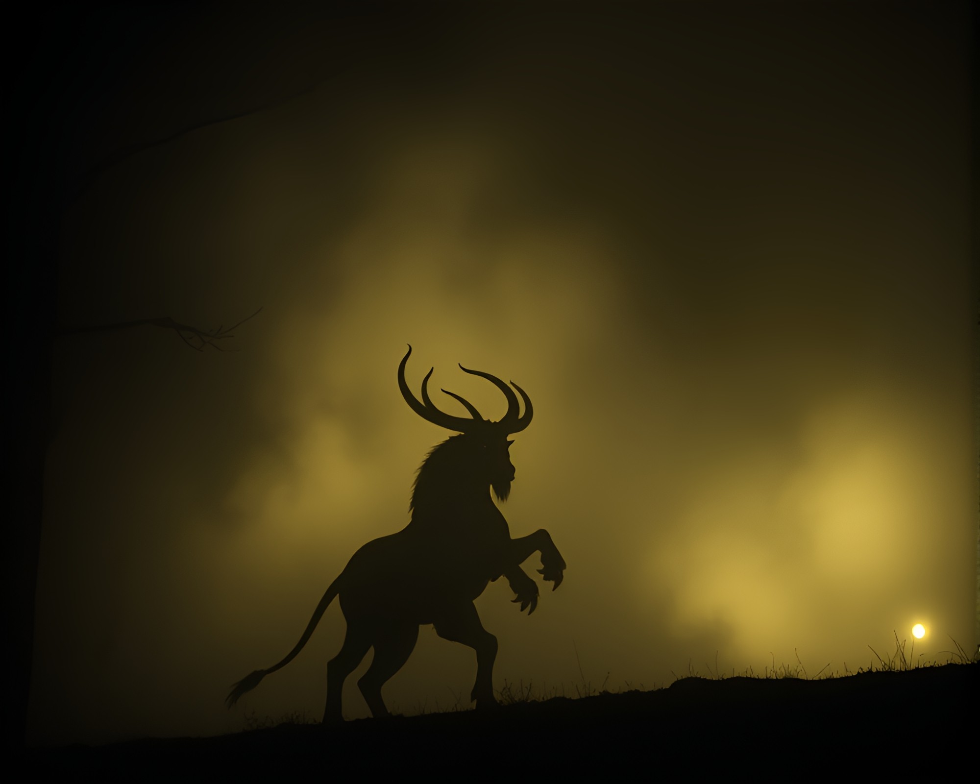 Mysterious Minotaur in Noir Fog – free AI stock image