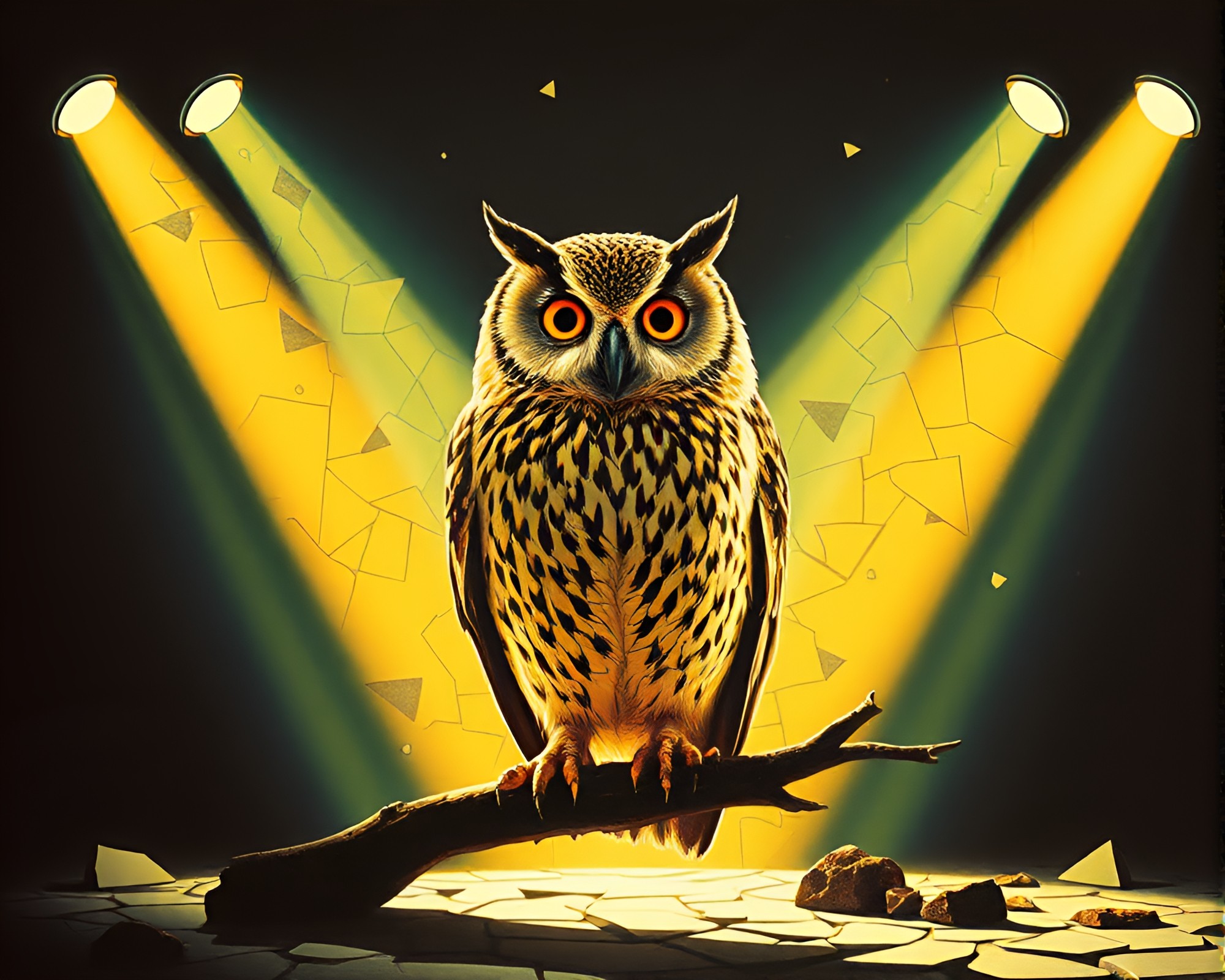 Ethereal Owl in 80s Mosaic Spotlight – free AI stock image