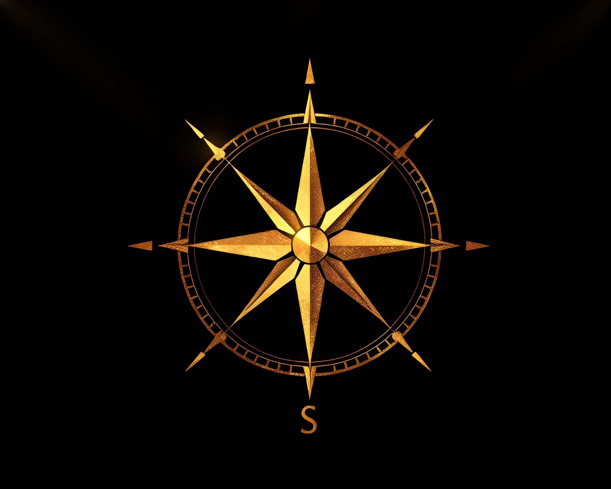 Elegant Compass Highlighted in Gold Foil Spotlight – free AI stock image