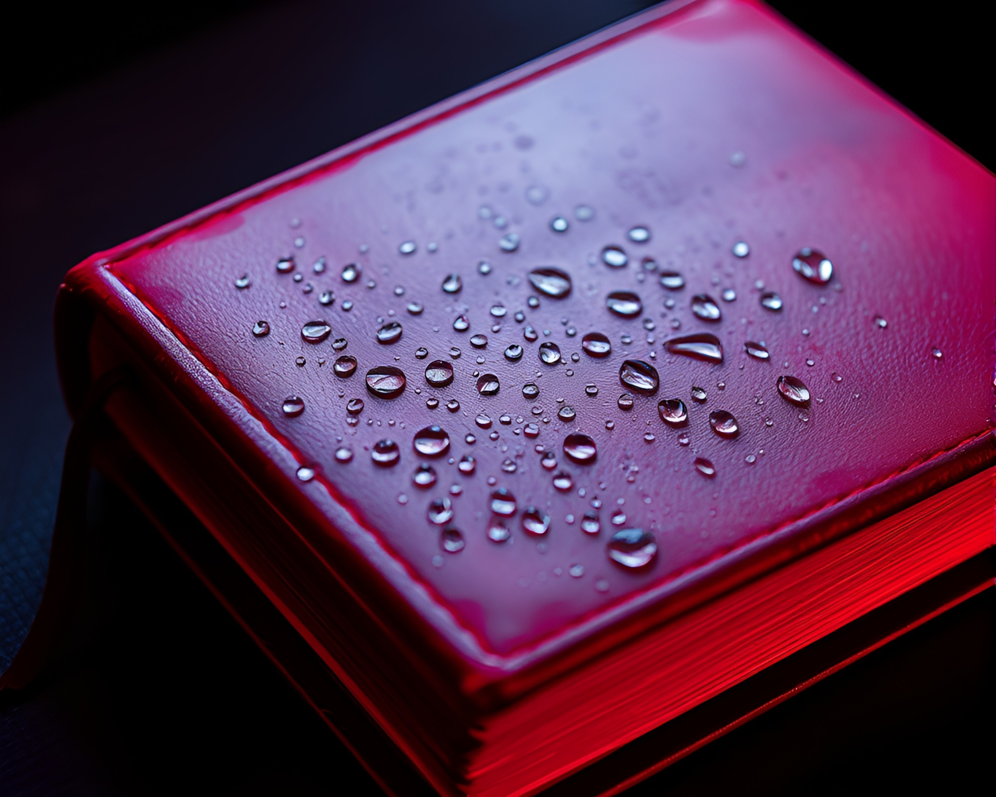 Mystical Water Droplets on Leather Diary – free AI stock image