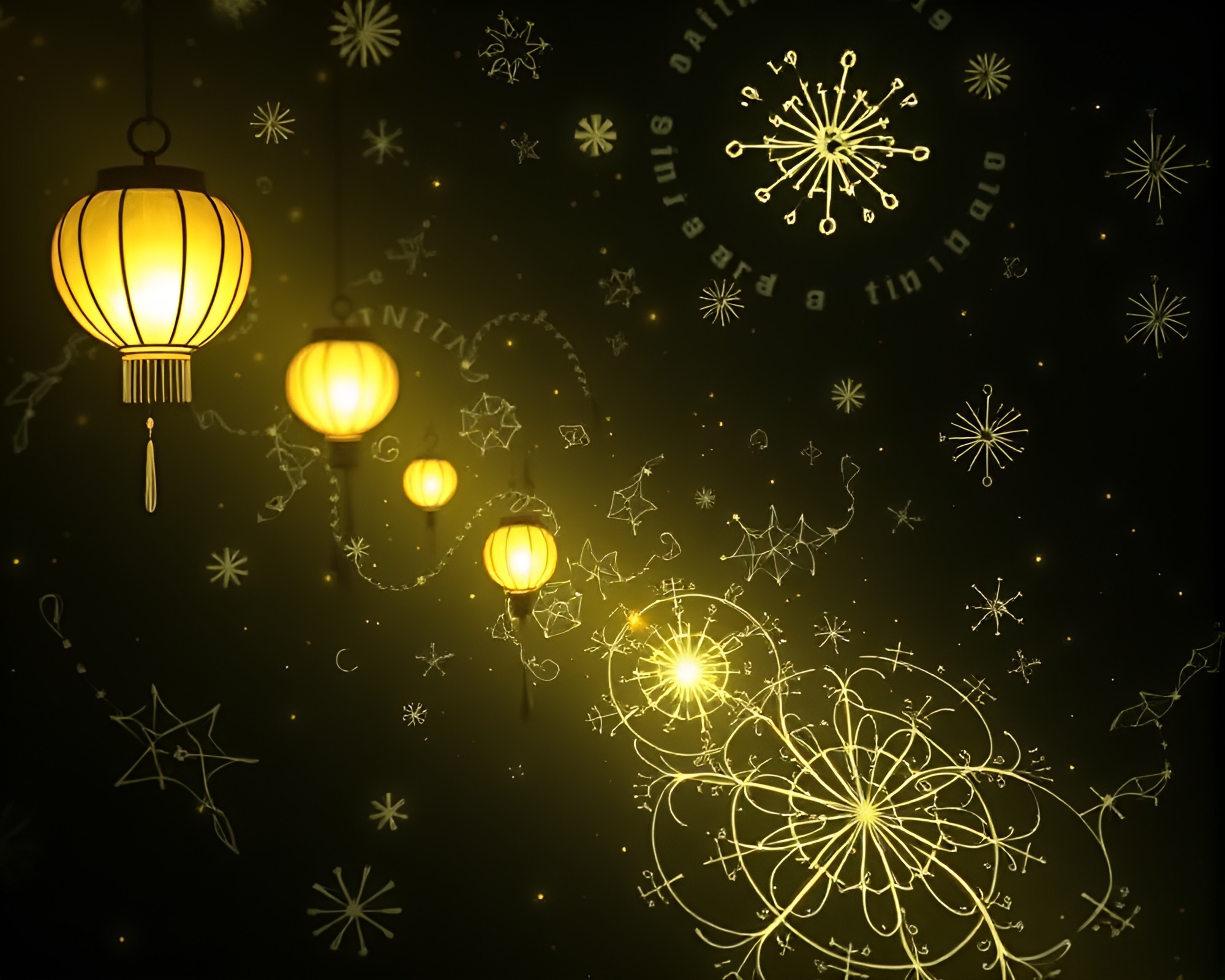 Whimsical Paper Lantern Chalk Art – free AI stock image