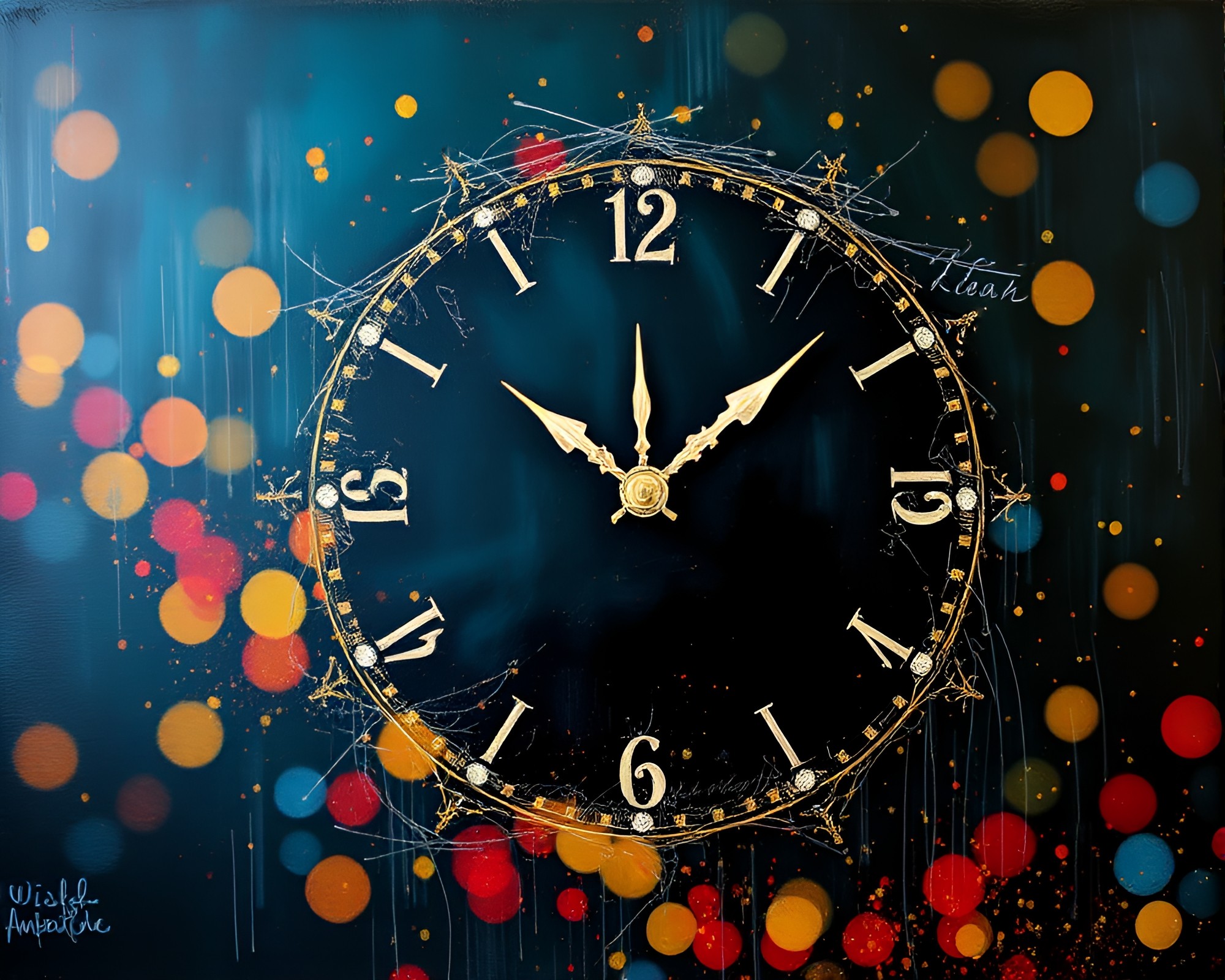 Dreamy Chrono Clock Chalk Art Composition – free AI stock image