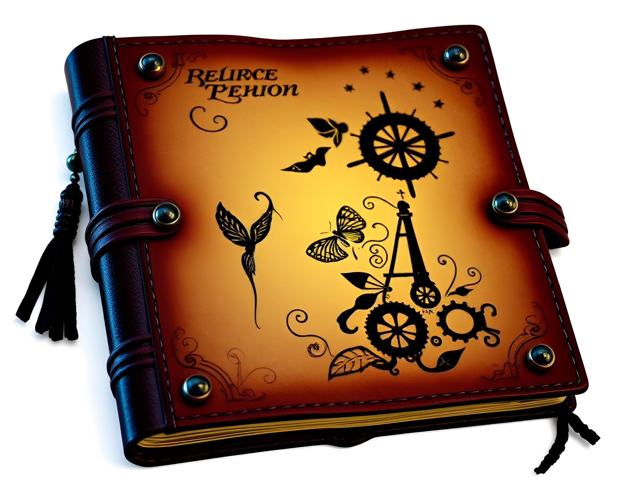 Steampunk Leather Diary with Beadwork Accents – free AI stock image
