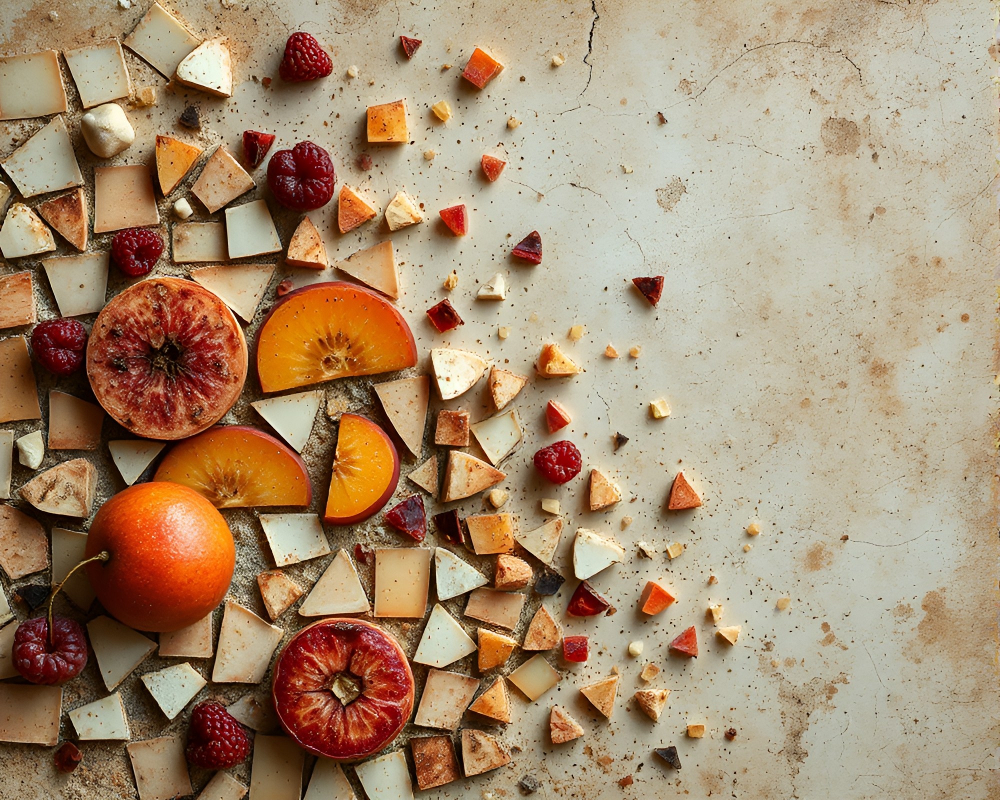 Fruit Tart Mosaic: Earthy Tones Color Splash – free AI stock image