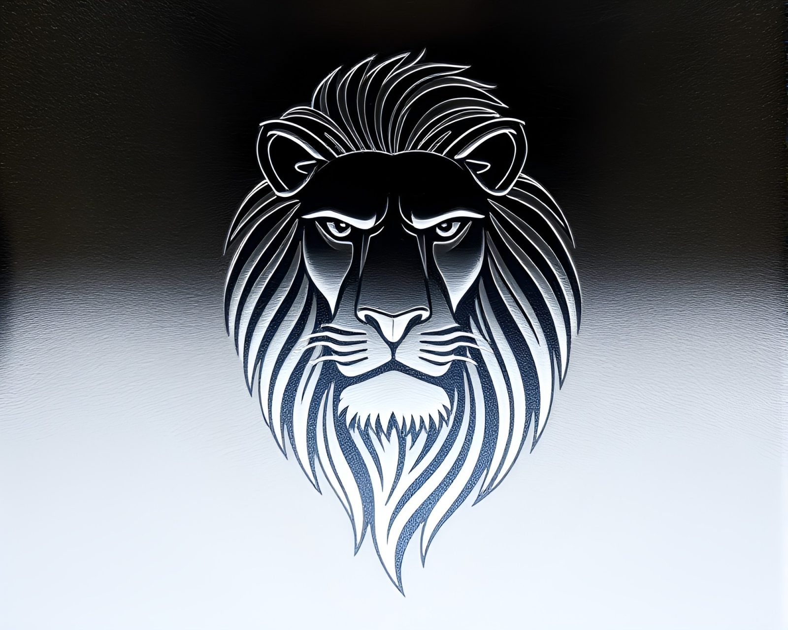Majestic lion reflected in metallic flake artwork