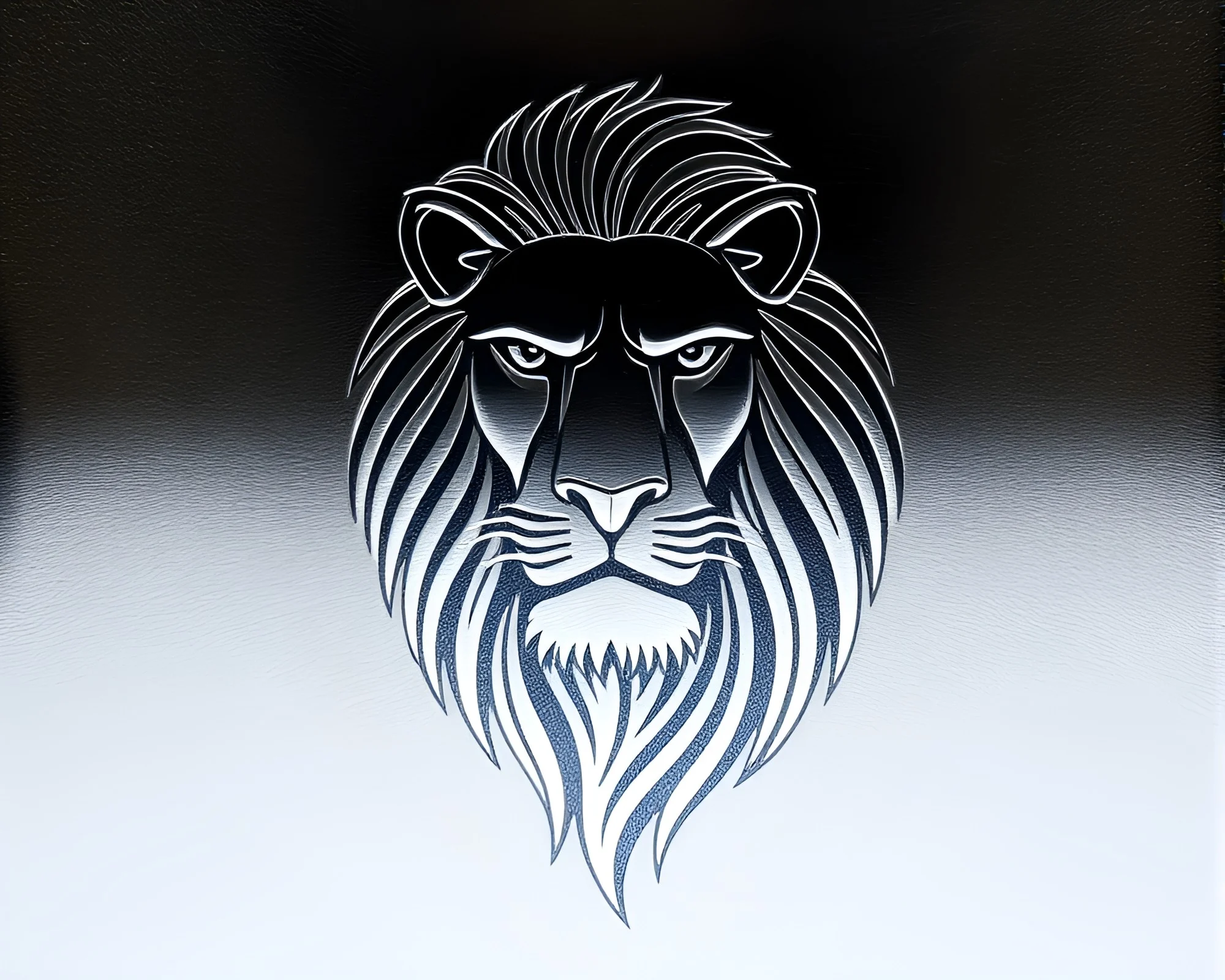 Lion Engraved in Reflective Metallic Flake Surface