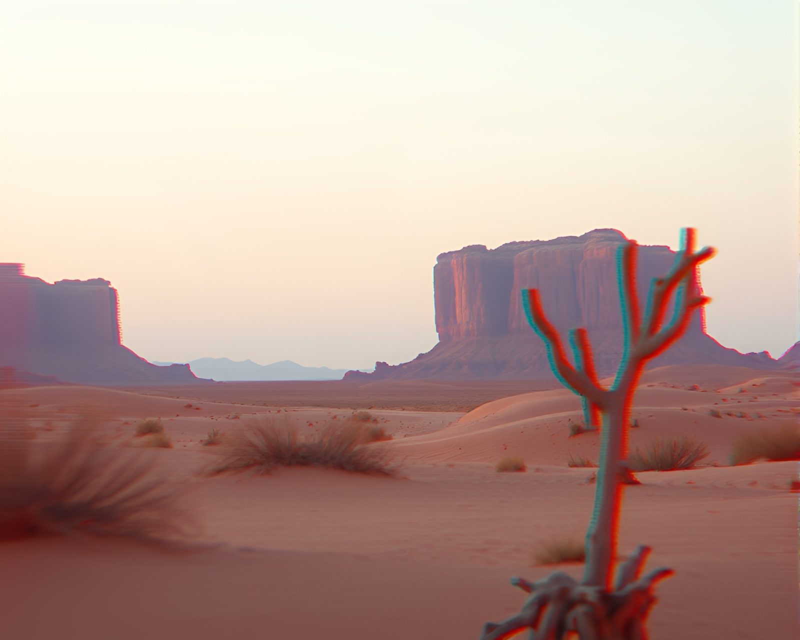 Digital glitchy image of an extreme close-up desert mirage