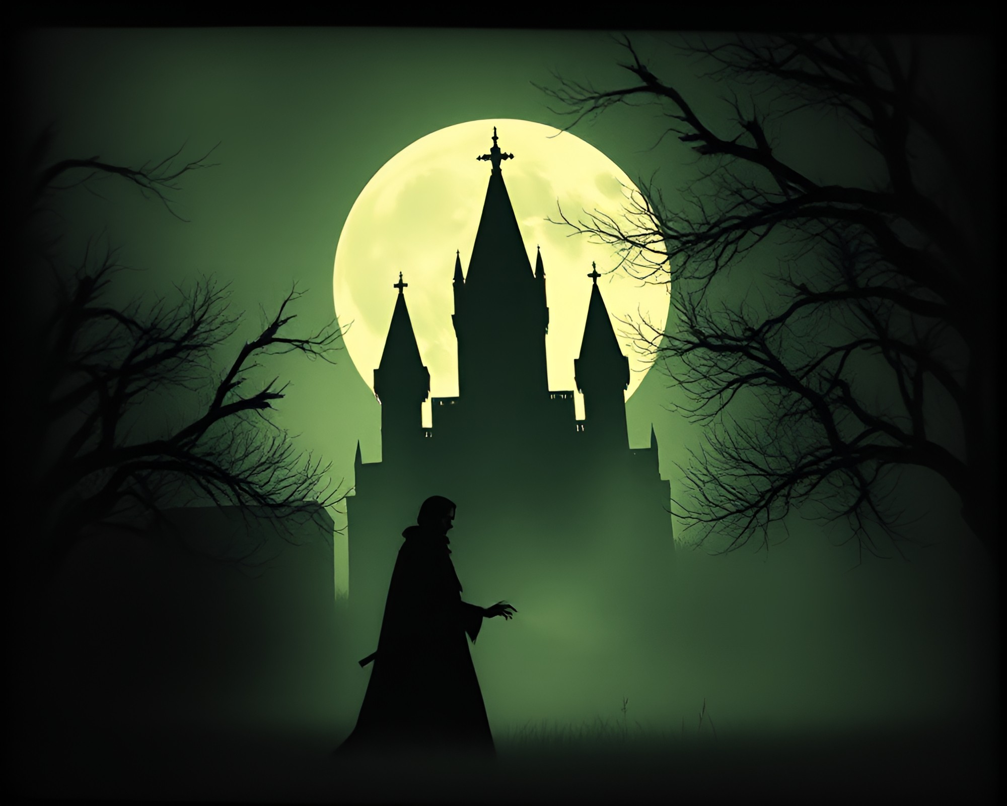Gothic Silhouette: Twilight Calligraphy Horror – free AI stock image