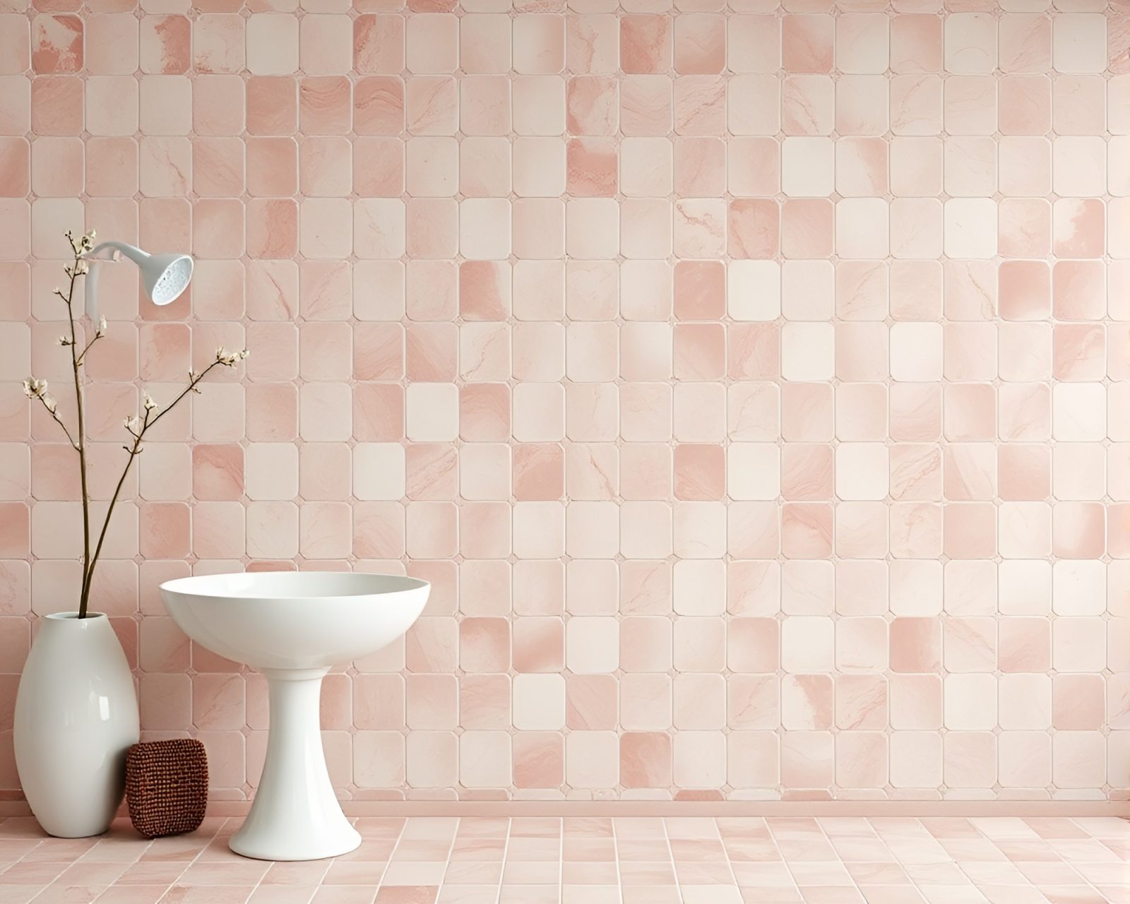 Mosaic tiling of a blushing satyr in soft lighting.