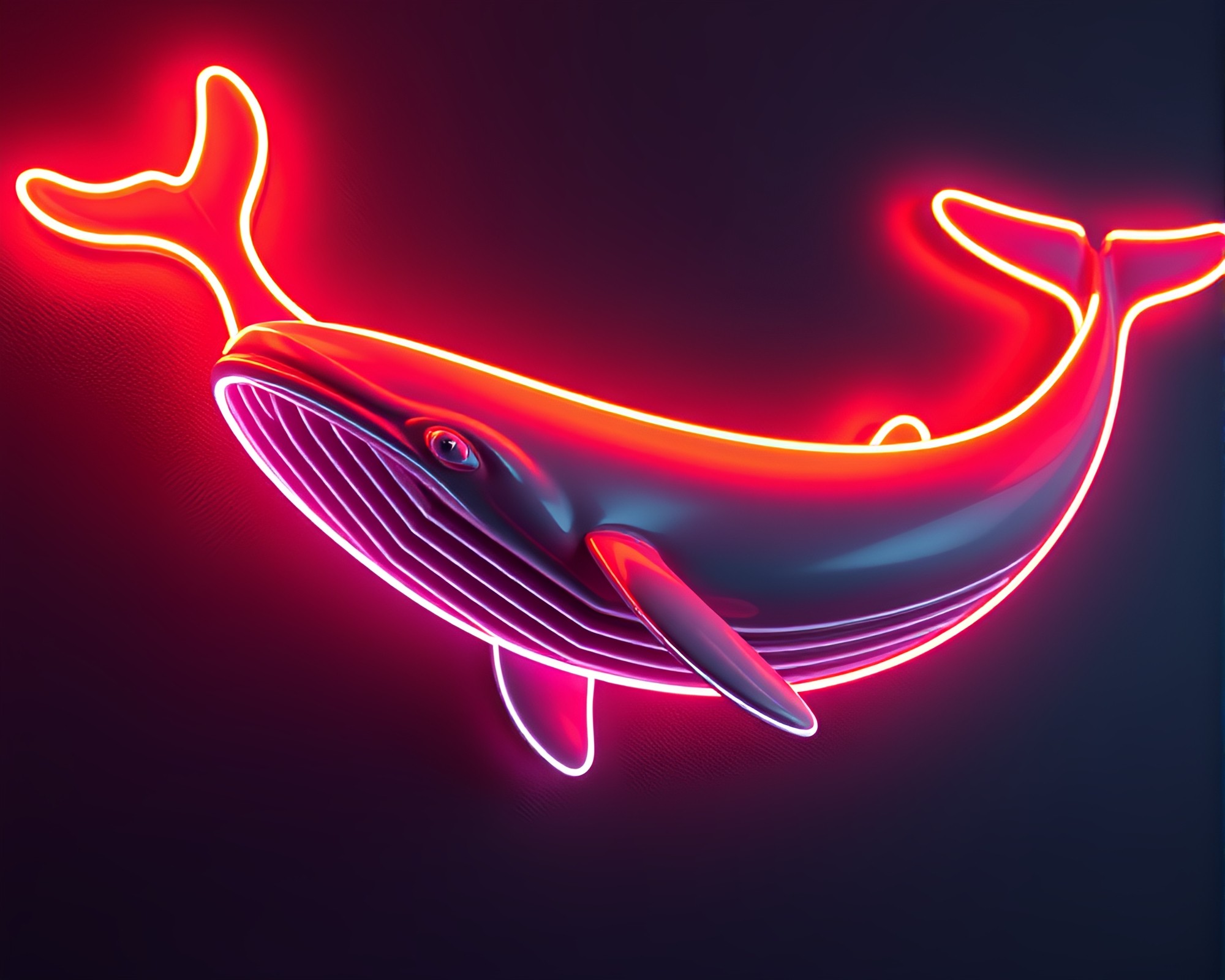Glowing Neon Whale in High-Poly World – free AI stock image