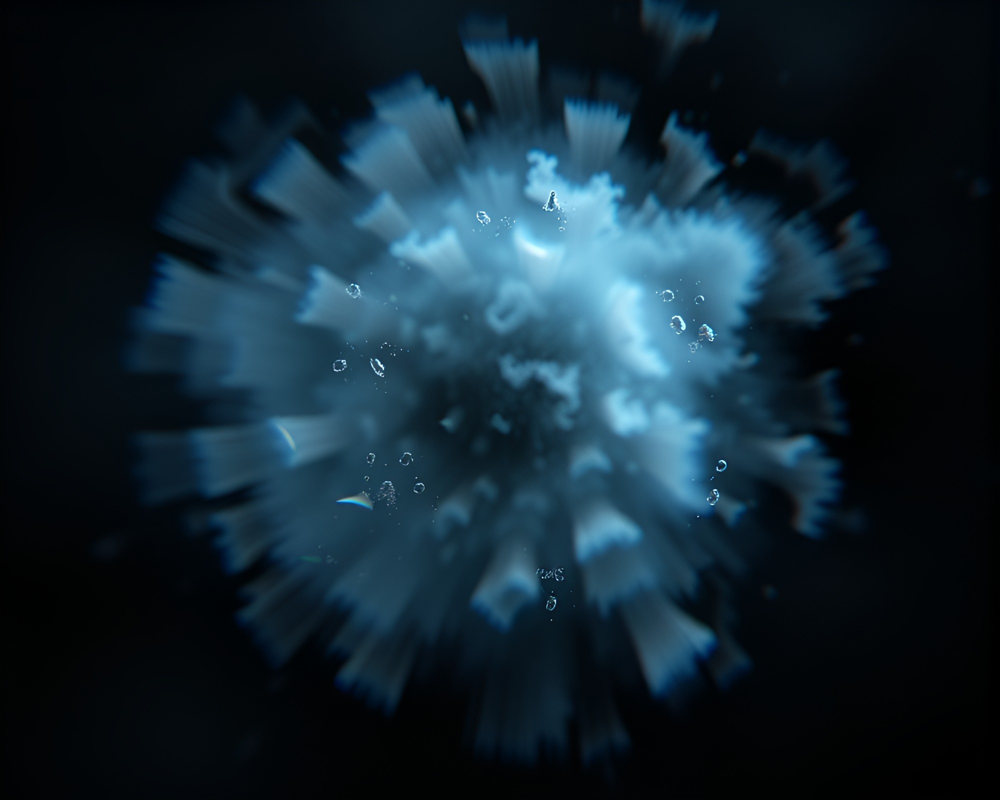 Satellite amidst chromatic aberration in misty 3D scan – free AI stock image