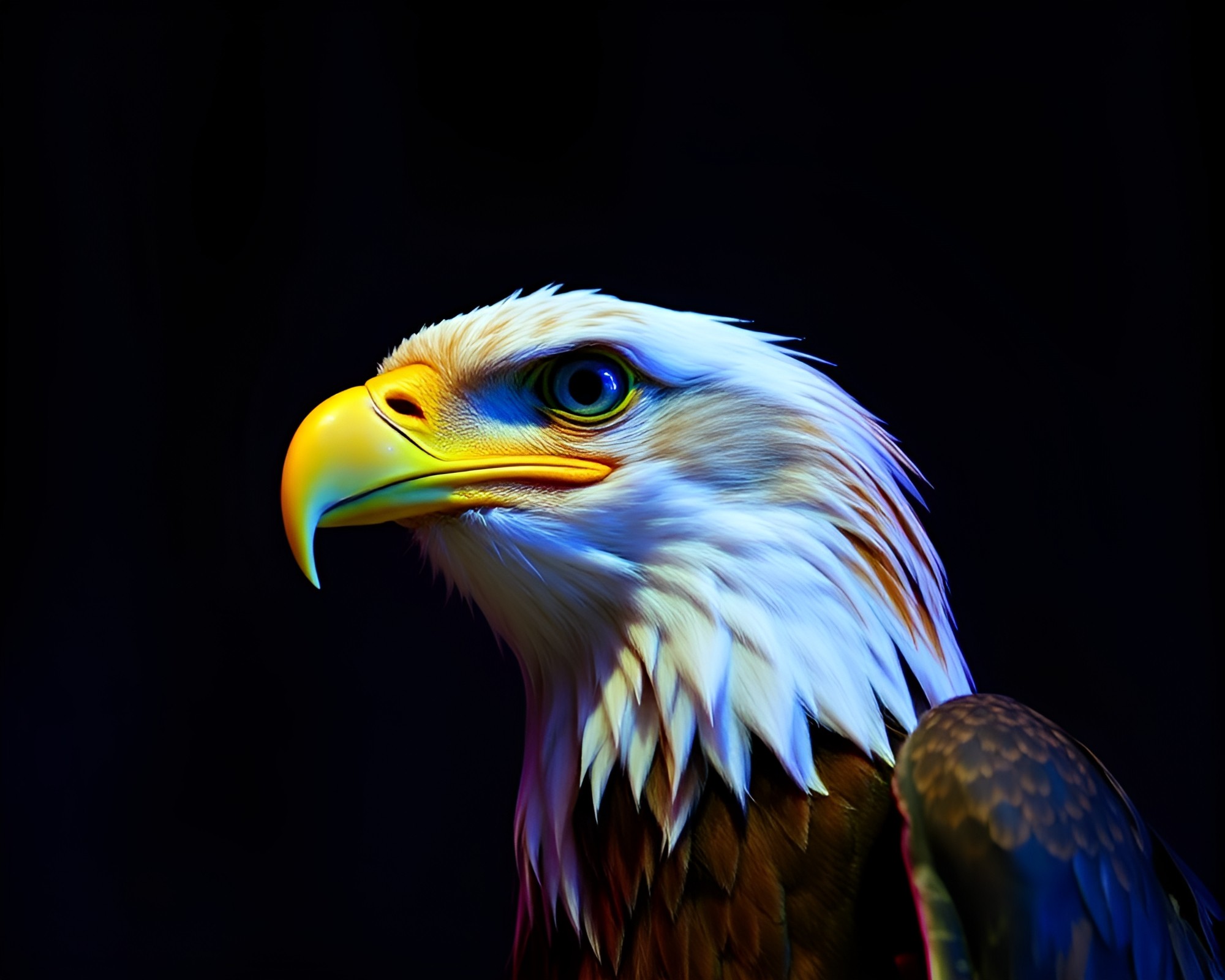 Eagle in Ultraviolet Wood Grain Illumination – free AI stock image