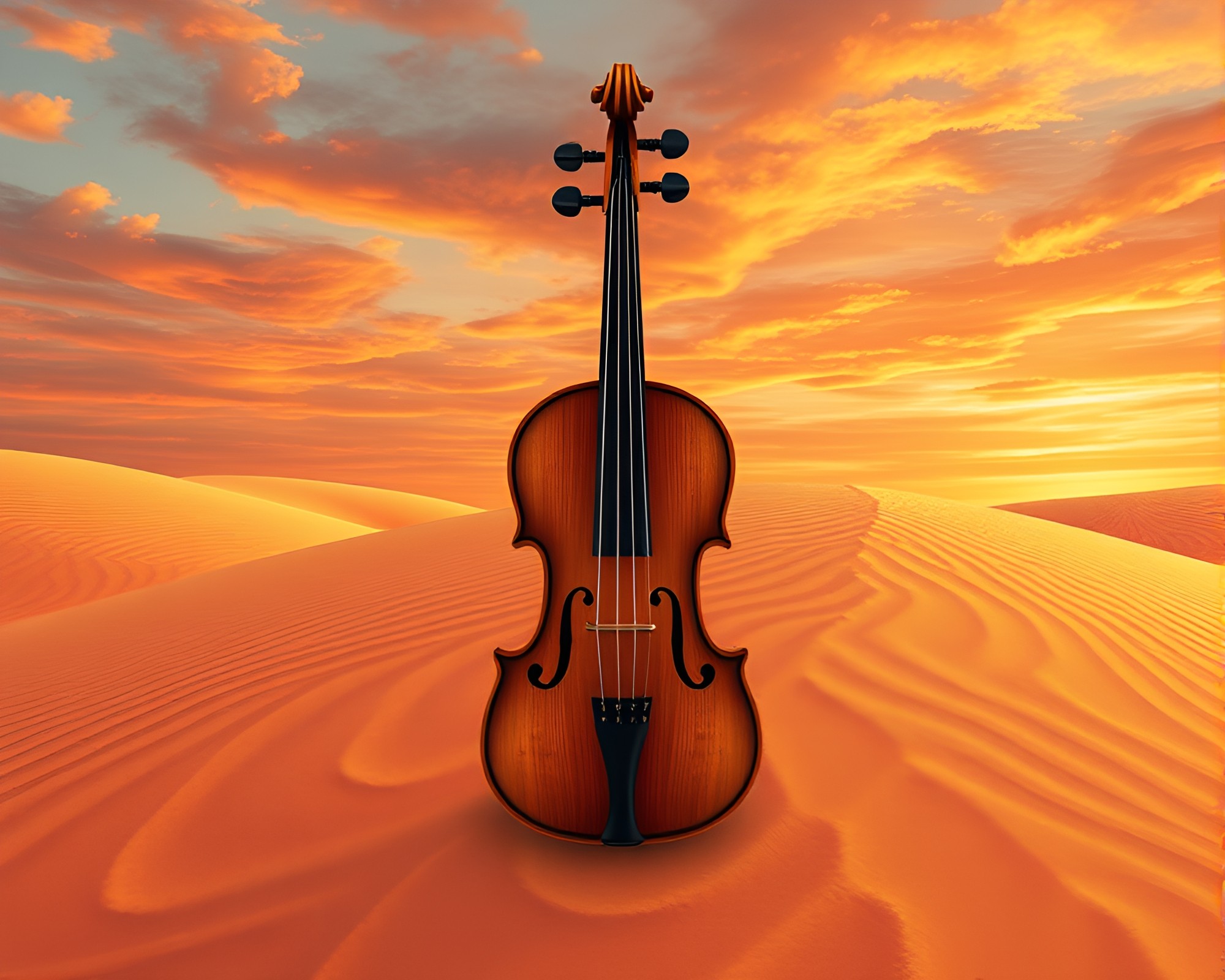 Desert Sun Violin Mirage Composition – free AI stock image