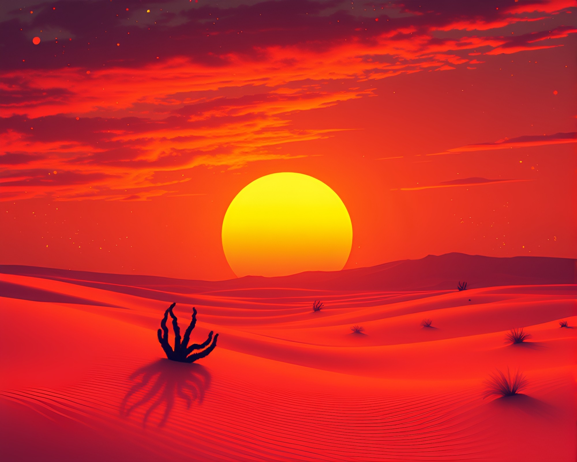 Leviathan in Hair Simulation Desert Sunset – free AI stock image