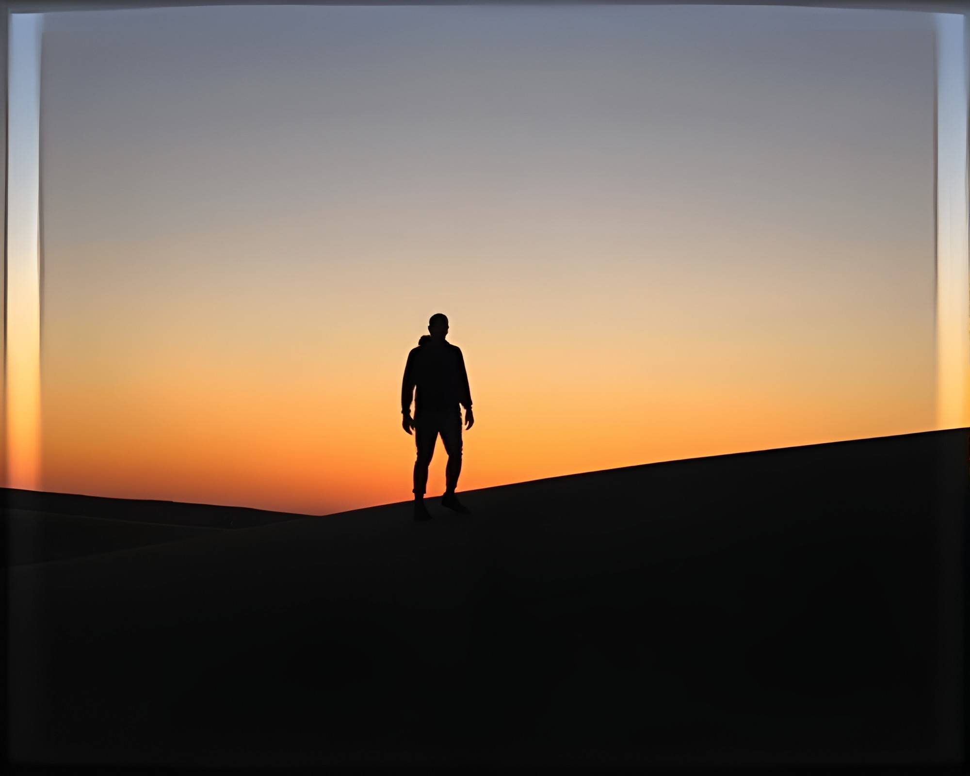 Majestic Sand Dune Reflection Silhouette – free AI stock image