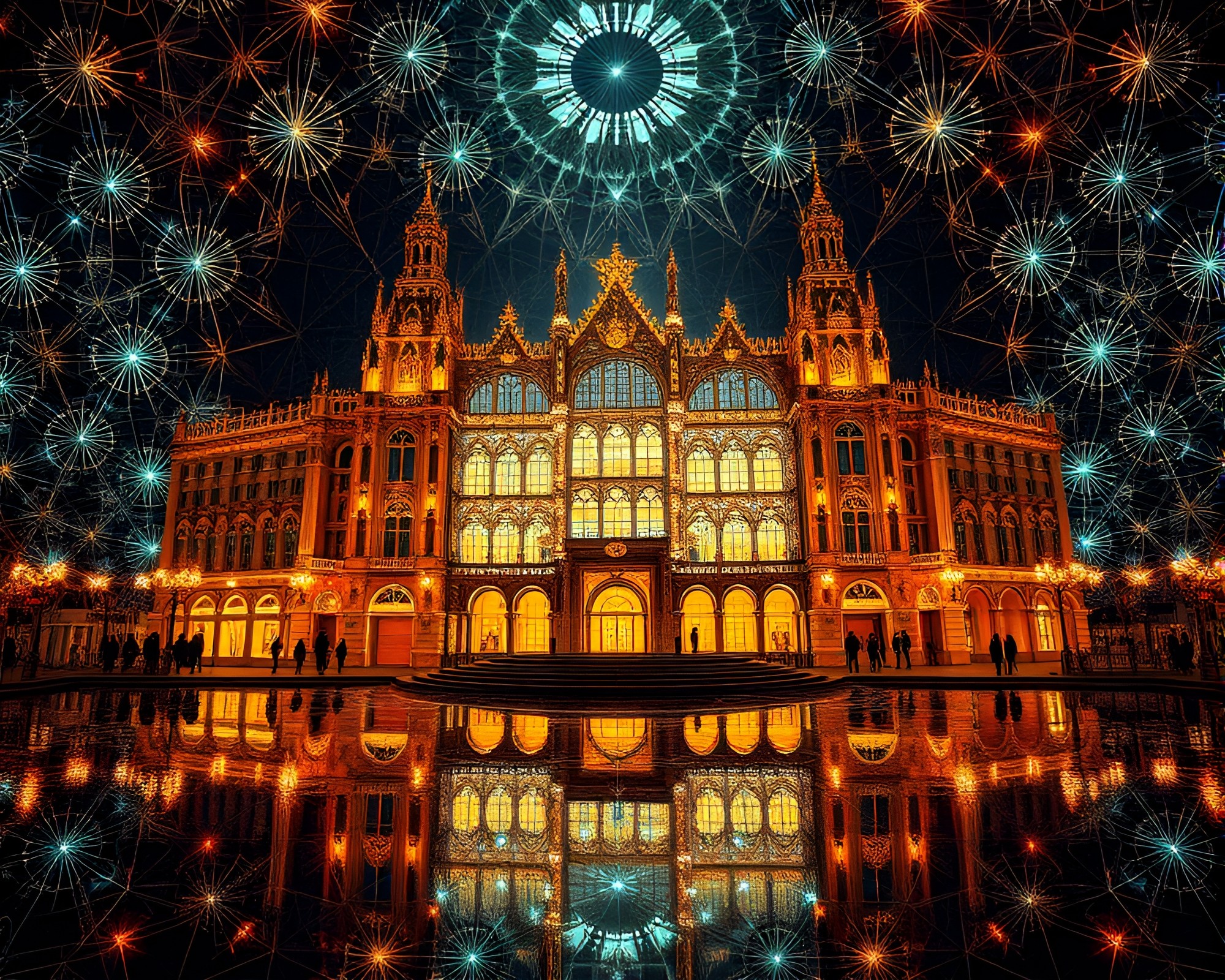 Glowing fractal opera in macro collage detail – free AI stock image