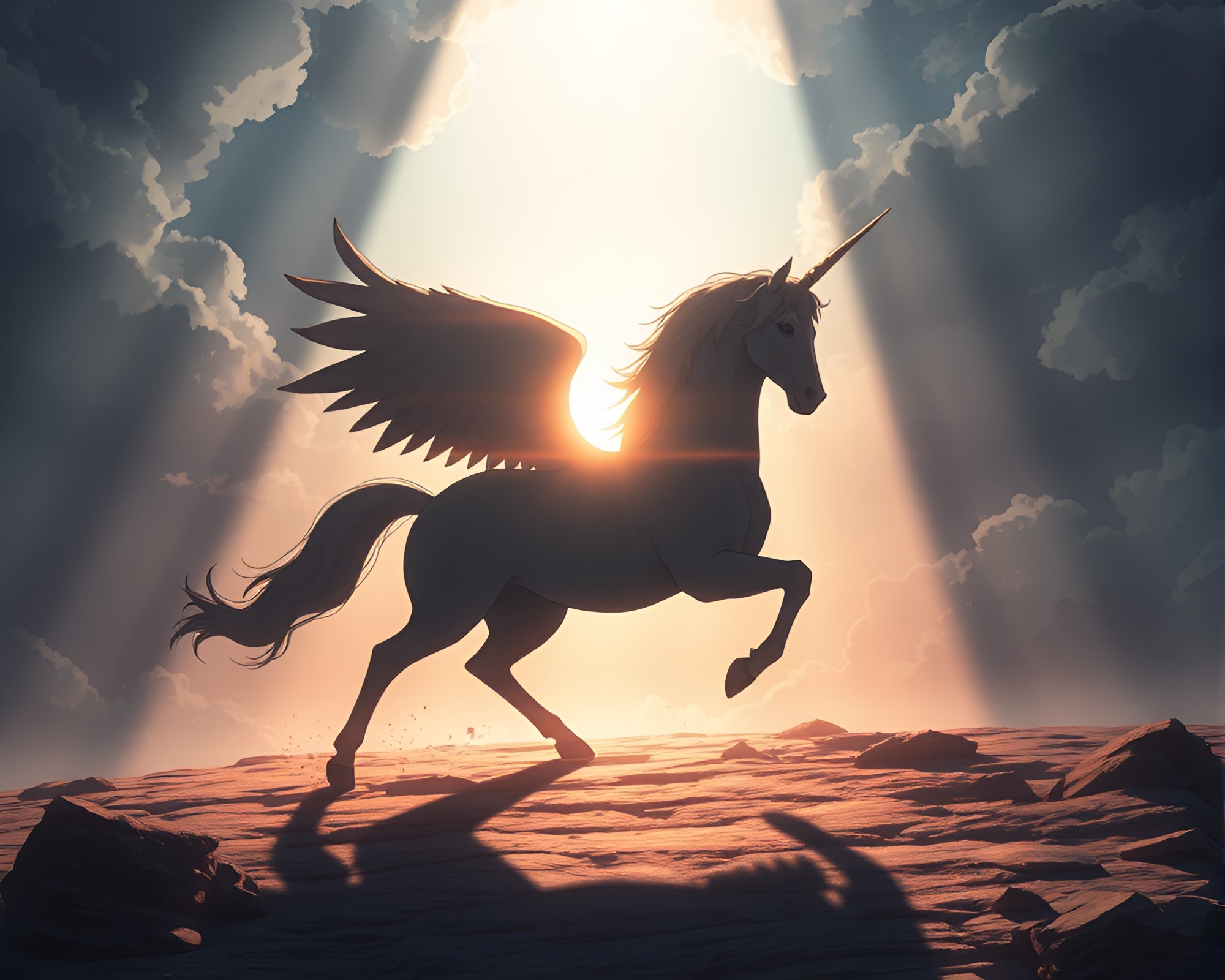 Fantasy Centaur Shadow Play in Anime Style – free AI stock image