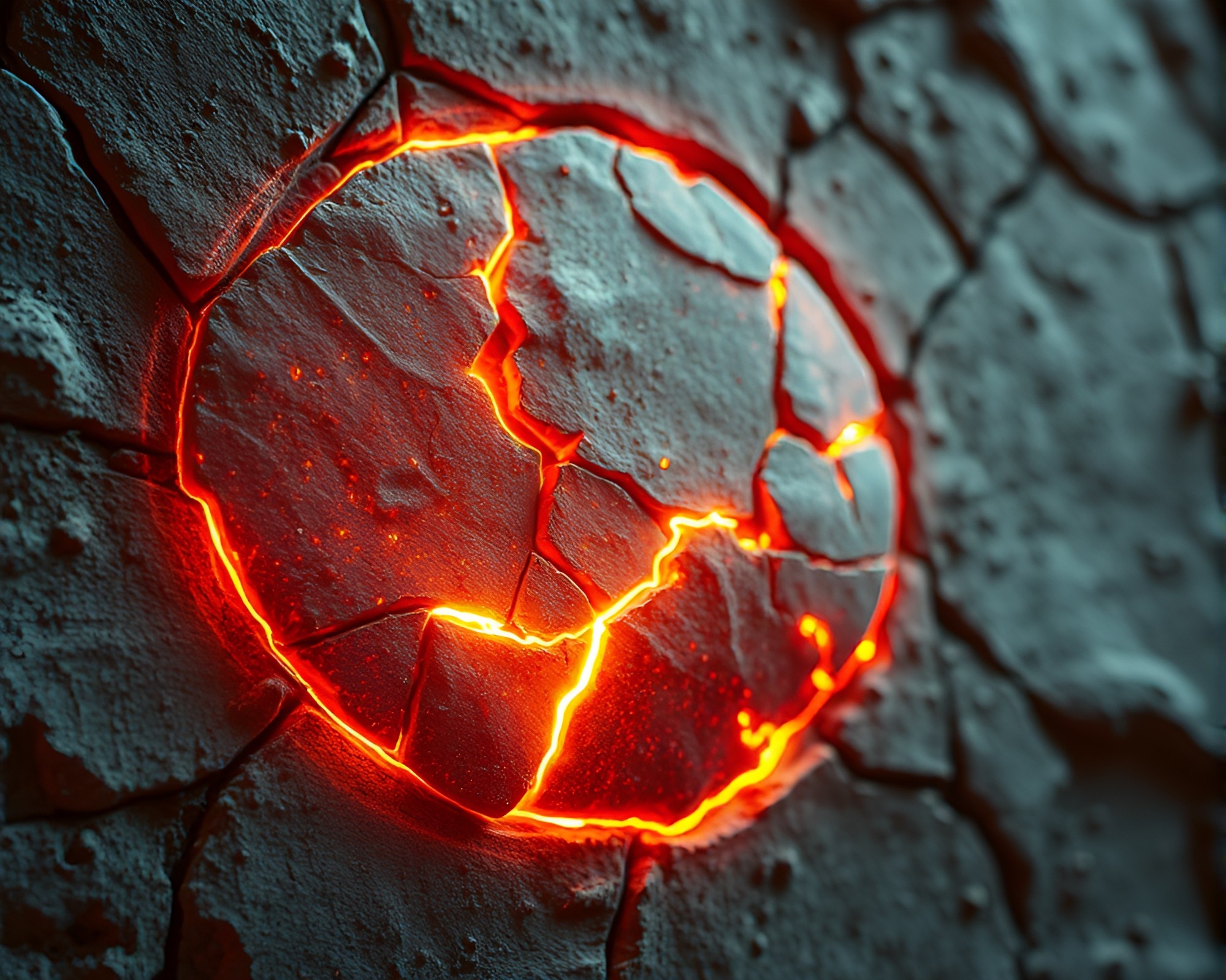 Mystical Glowing Rune Stone on Cracked Earth Cinemagraph – free AI stock image