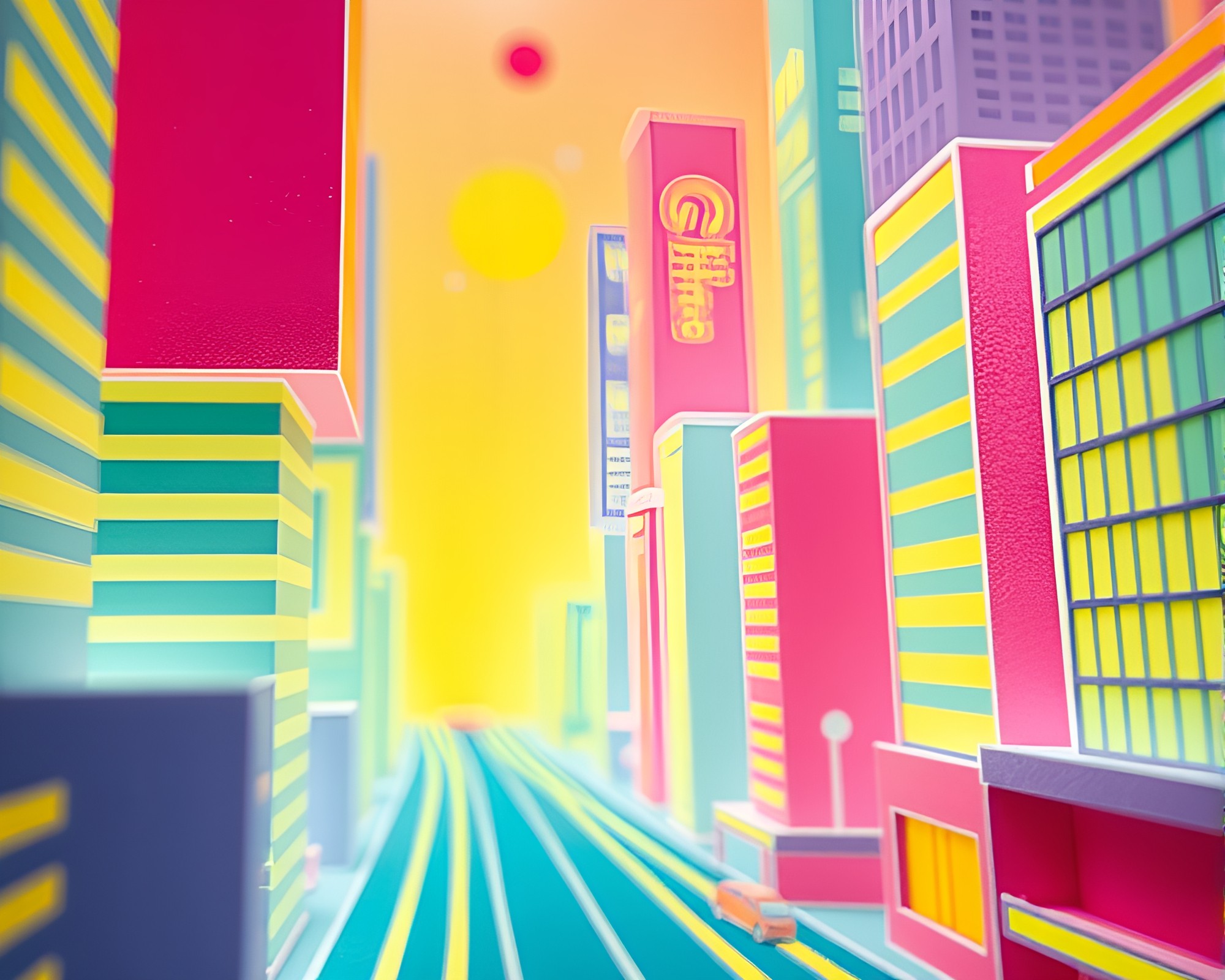 Futuristic Close-Up: Triadic Color Scheme Paper Cityscape – free AI stock image