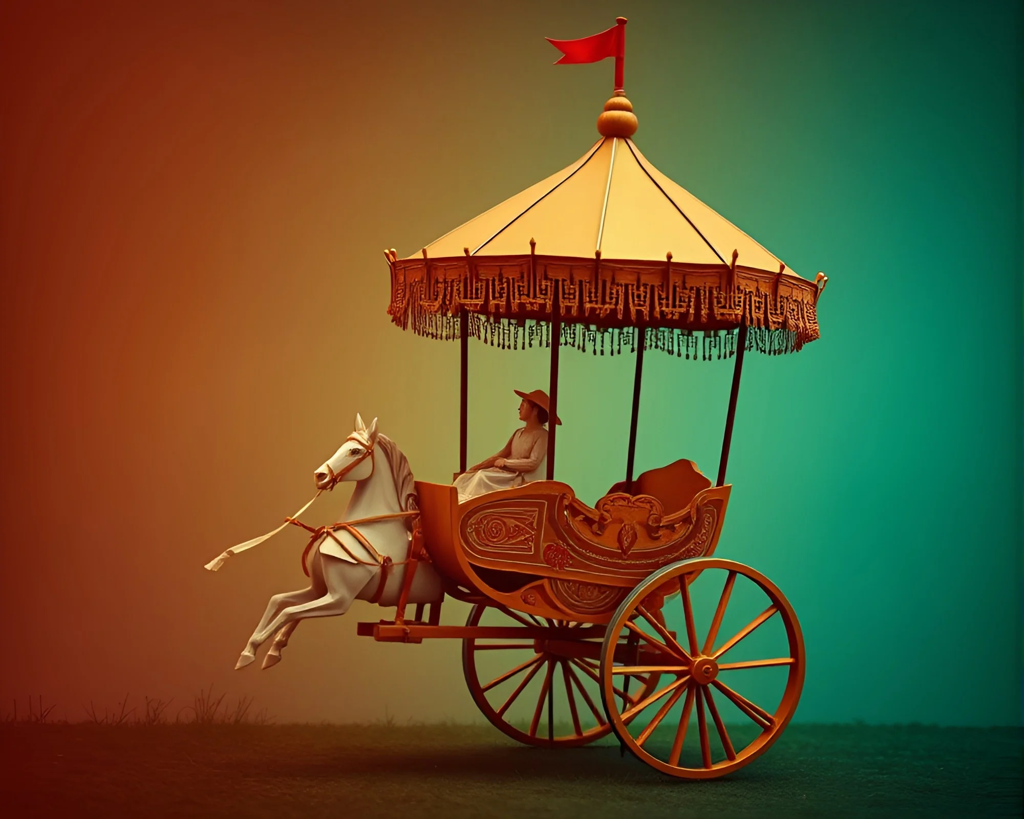 Retro Chariot Origami Environmental Portrait