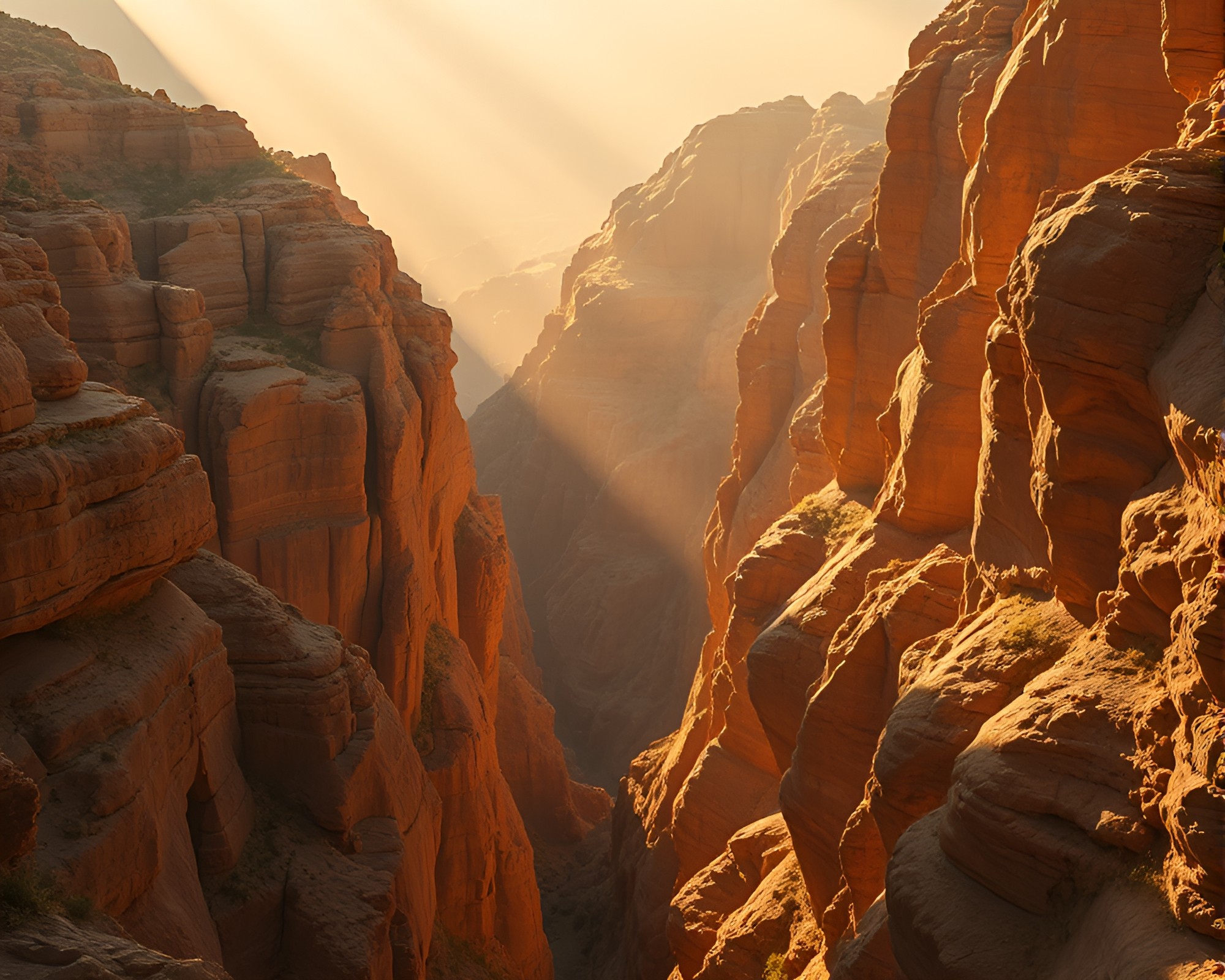 Eroded Canyon Illuminated by Morning Golden Light – free AI stock image