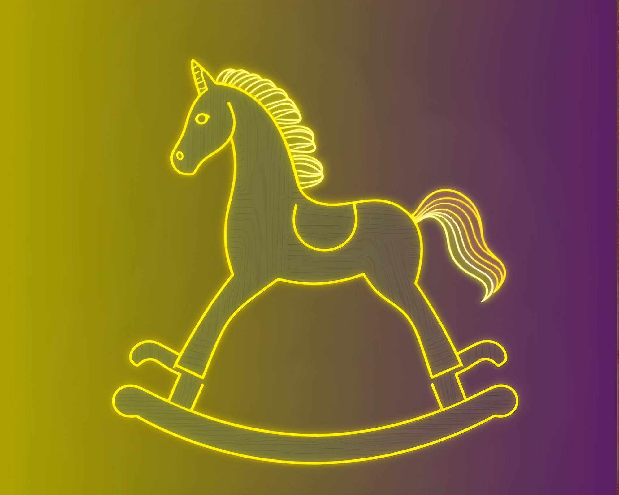 Neon Gradient Wooden Rocking Horse in ASCII Art – free AI stock image