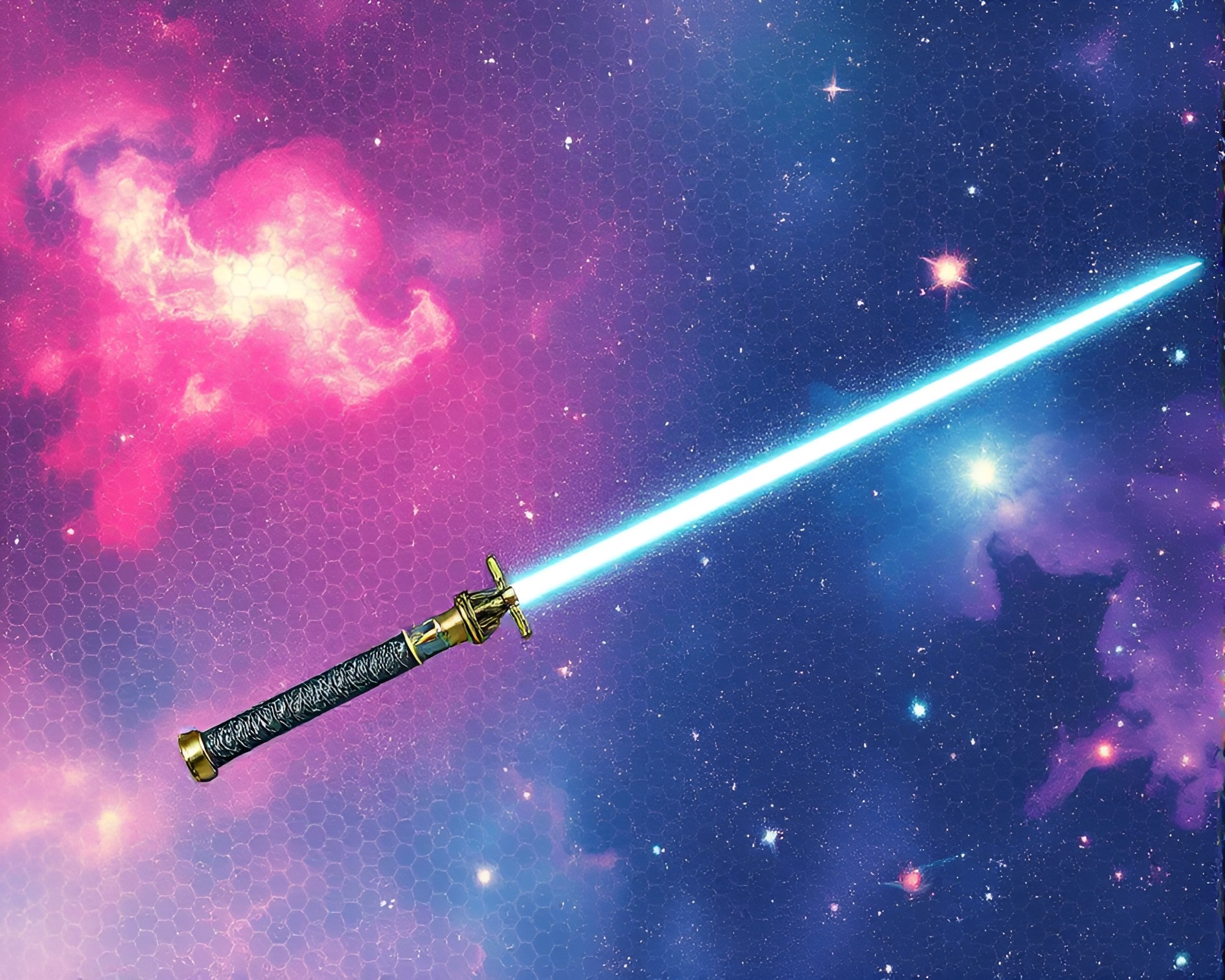 Hexagonal Tiling Laser Sword Mirage in Cosmic Dust – free AI stock image