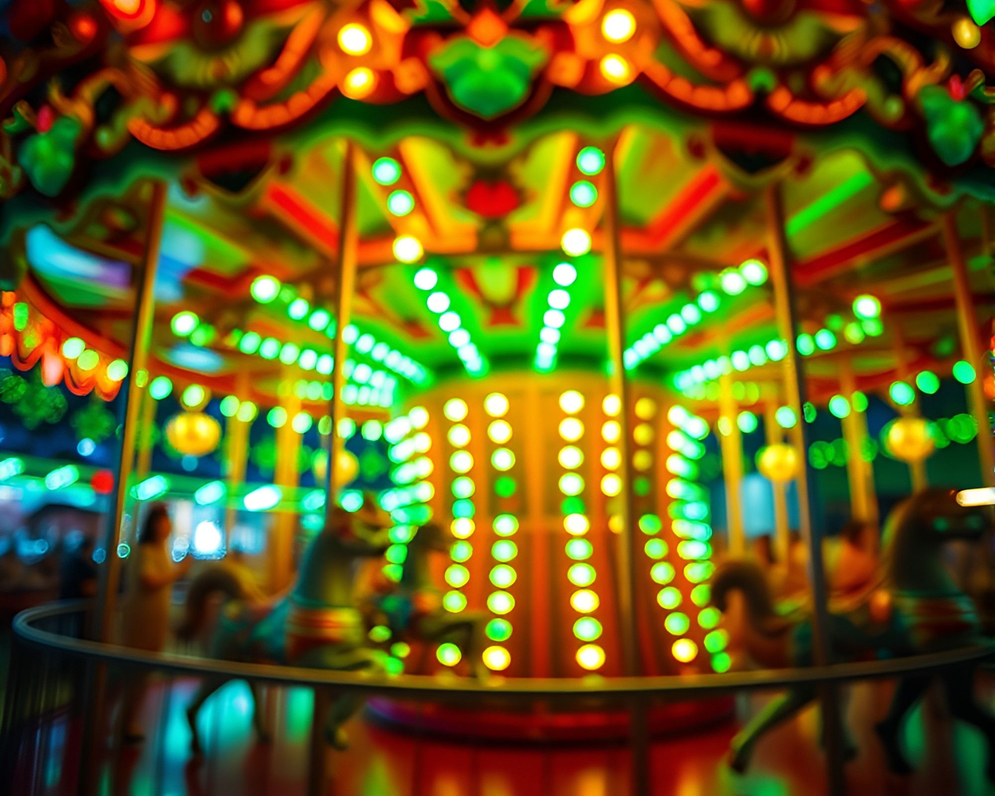 Whimsical Carnival Carousel with Emerald Accents – free AI stock image