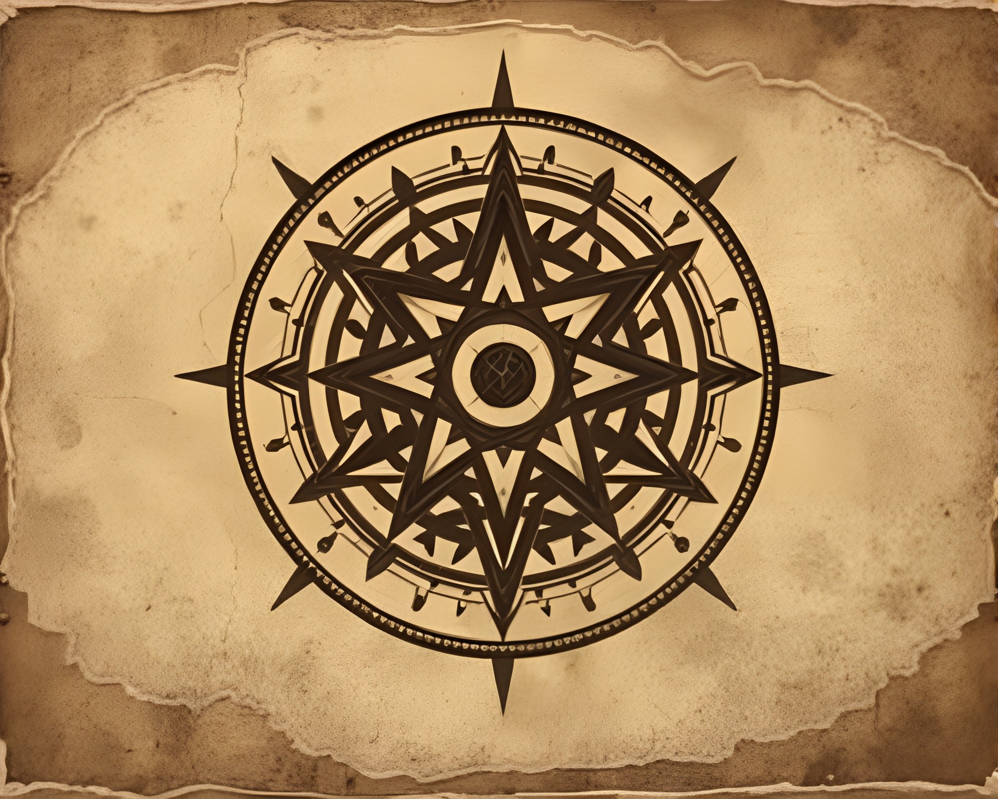 Esoteric Sigil Mosaic in Sepia Tones – free AI stock image