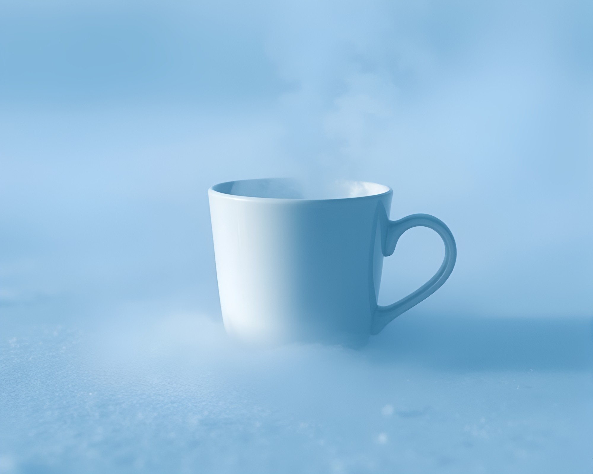 Misty Coffee Break in Arctic Blue – free AI stock image