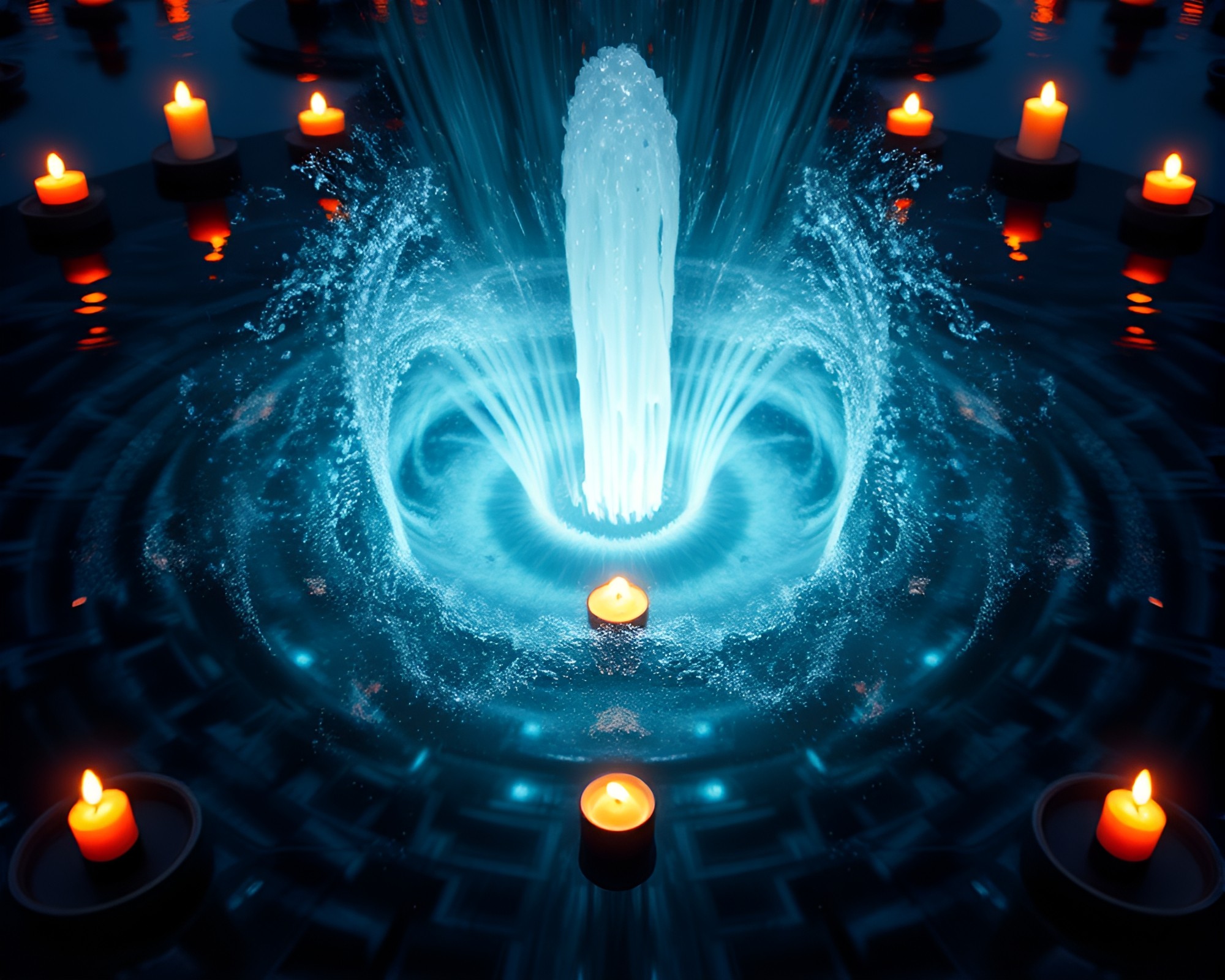Whirlpool Kaleidoscope Illuminated by Spotlights – free AI stock image