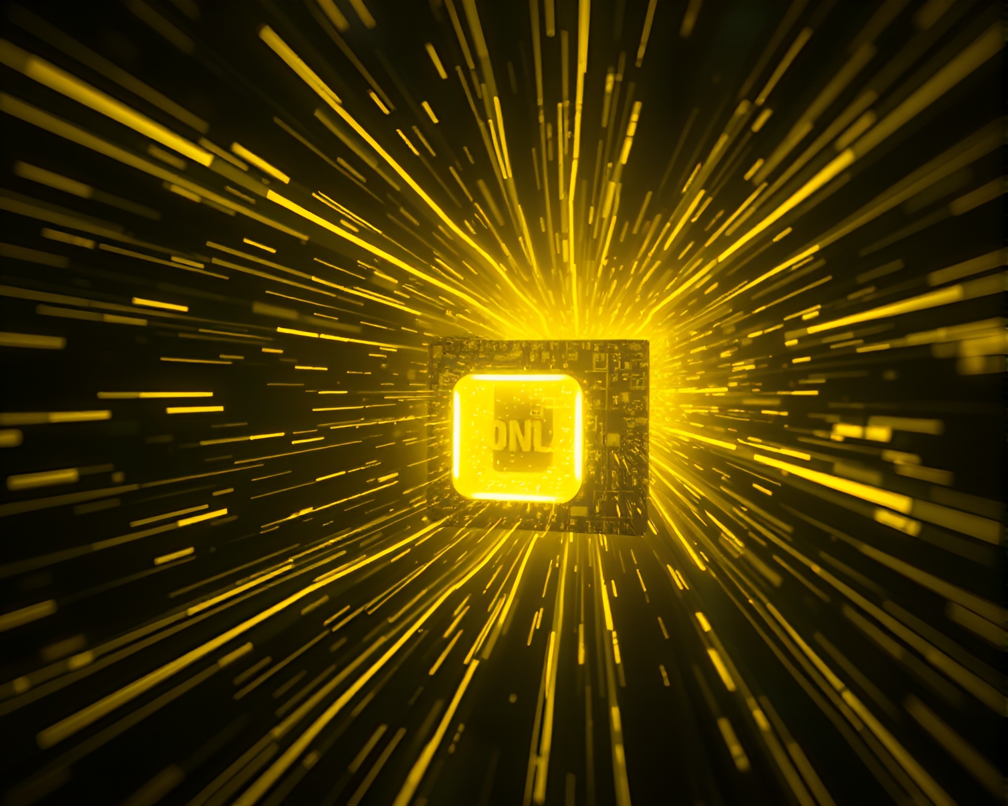 Quantum Glitch: Monochrome Yellow Teleportation – free AI stock image