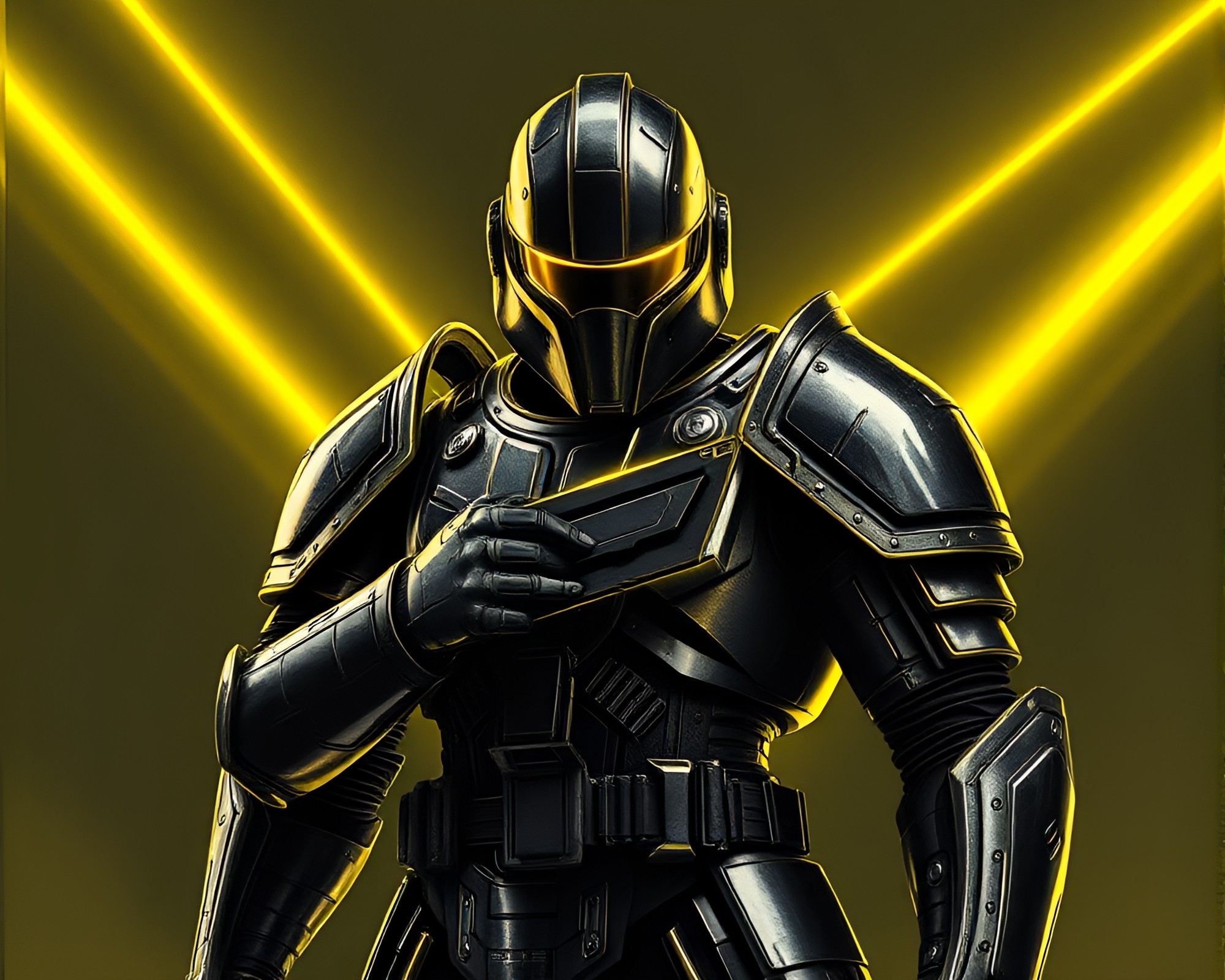 Exosuit Warrior in Laser Beam Battlefield – free AI stock image
