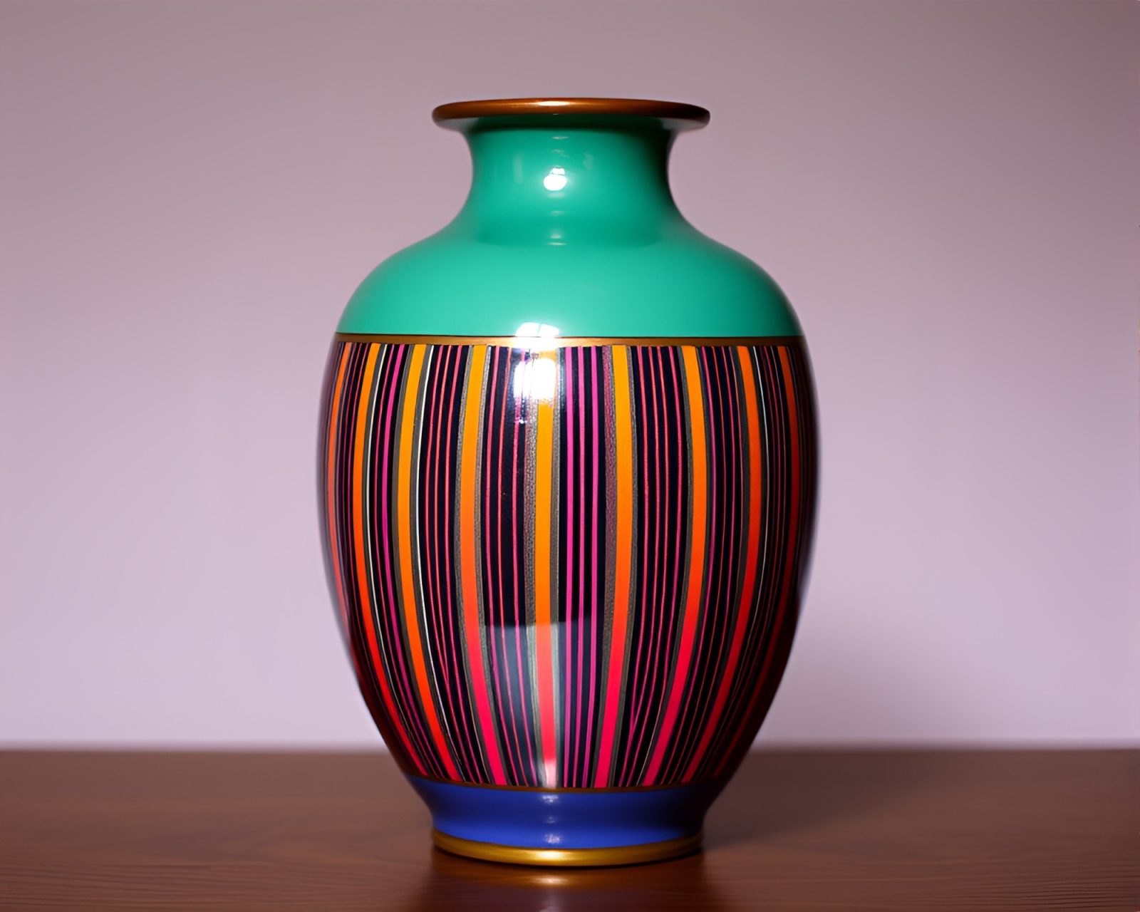 An 80s-inspired vase with barcode stripe design