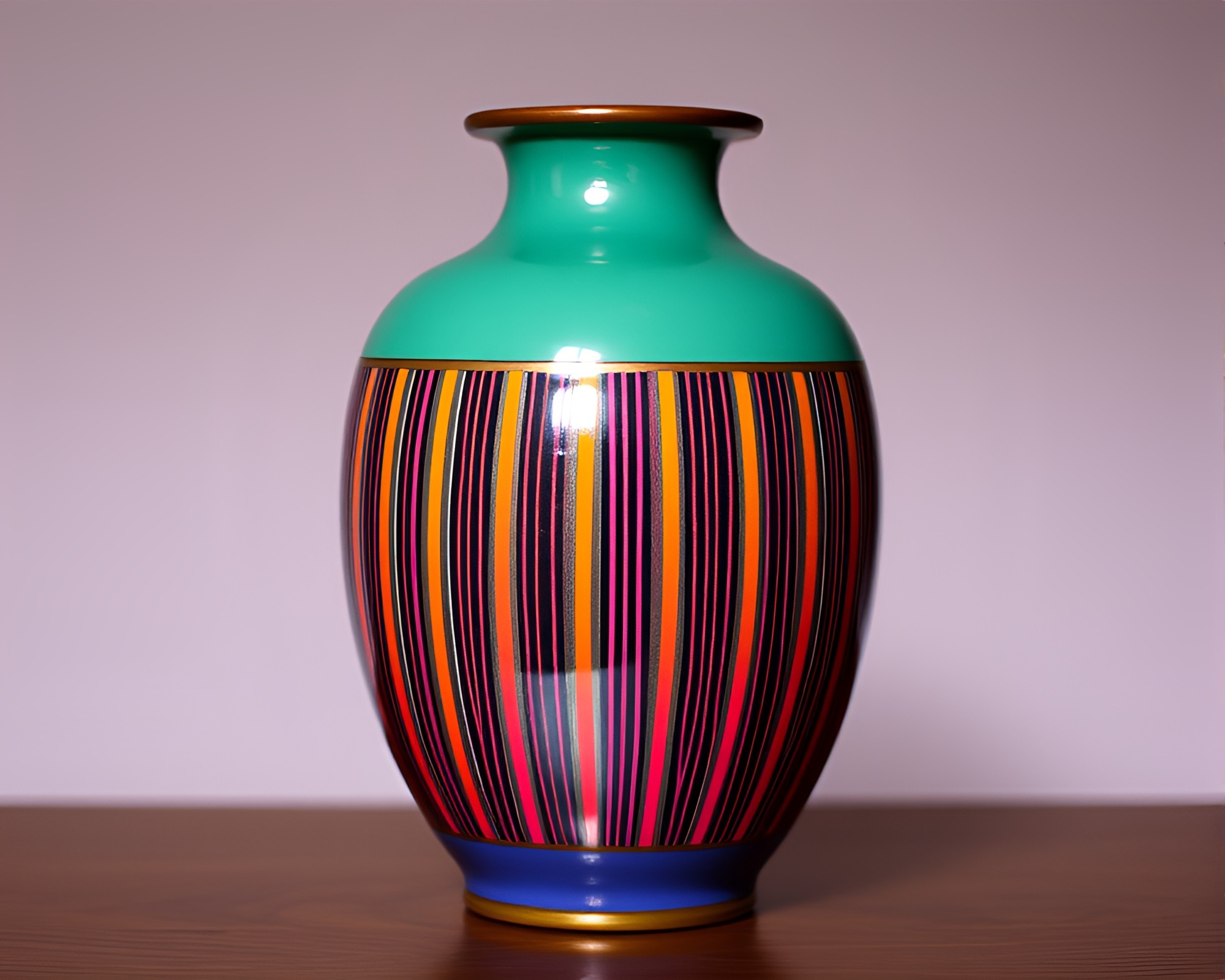 VHS-Style Cloisonné Vase Barcode Art – free AI stock image